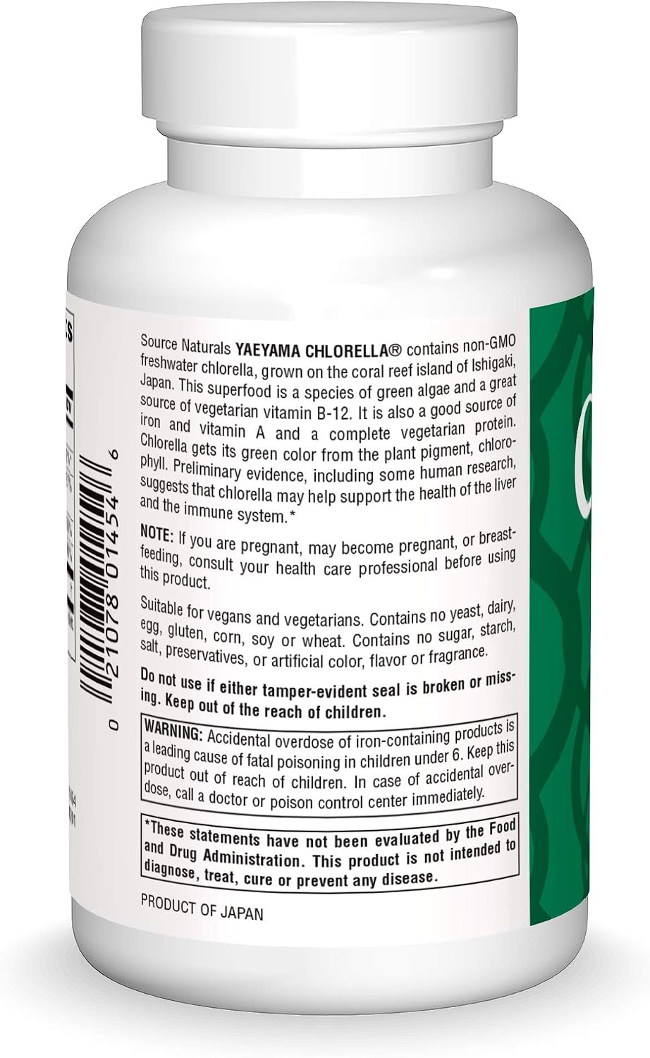 Source Naturals Yaeyama Chlorella, 200 mg, 600 Vegan Tablets | Green Superfood | Plant-Based B12*