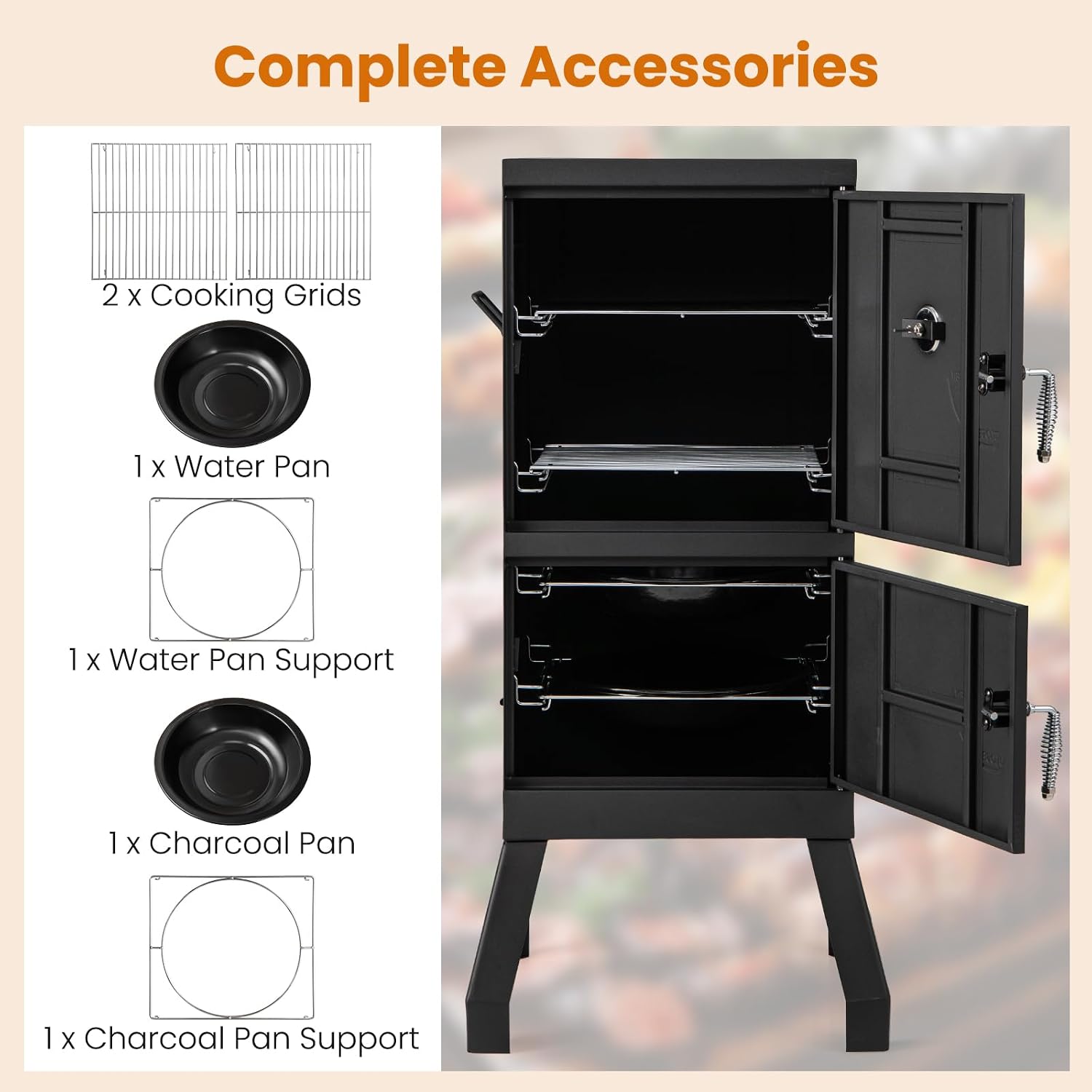 Giantex Vertical Charcoal Smoker, Outdoor BBQ Smoker Grill with Thermometer