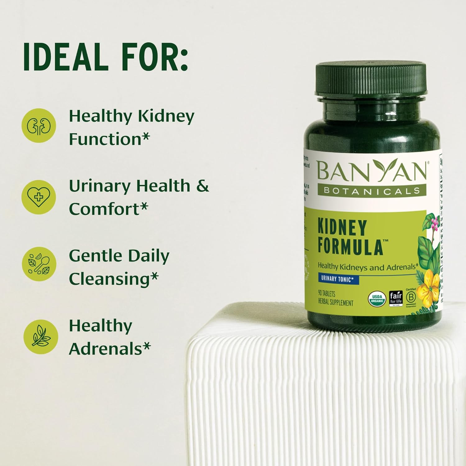 Banyan Botanicals Organic Kidney Formula–Urinary Tract Support & Detox Supplement–Gokshura & Punarnava for Fluid Balance & Systemic