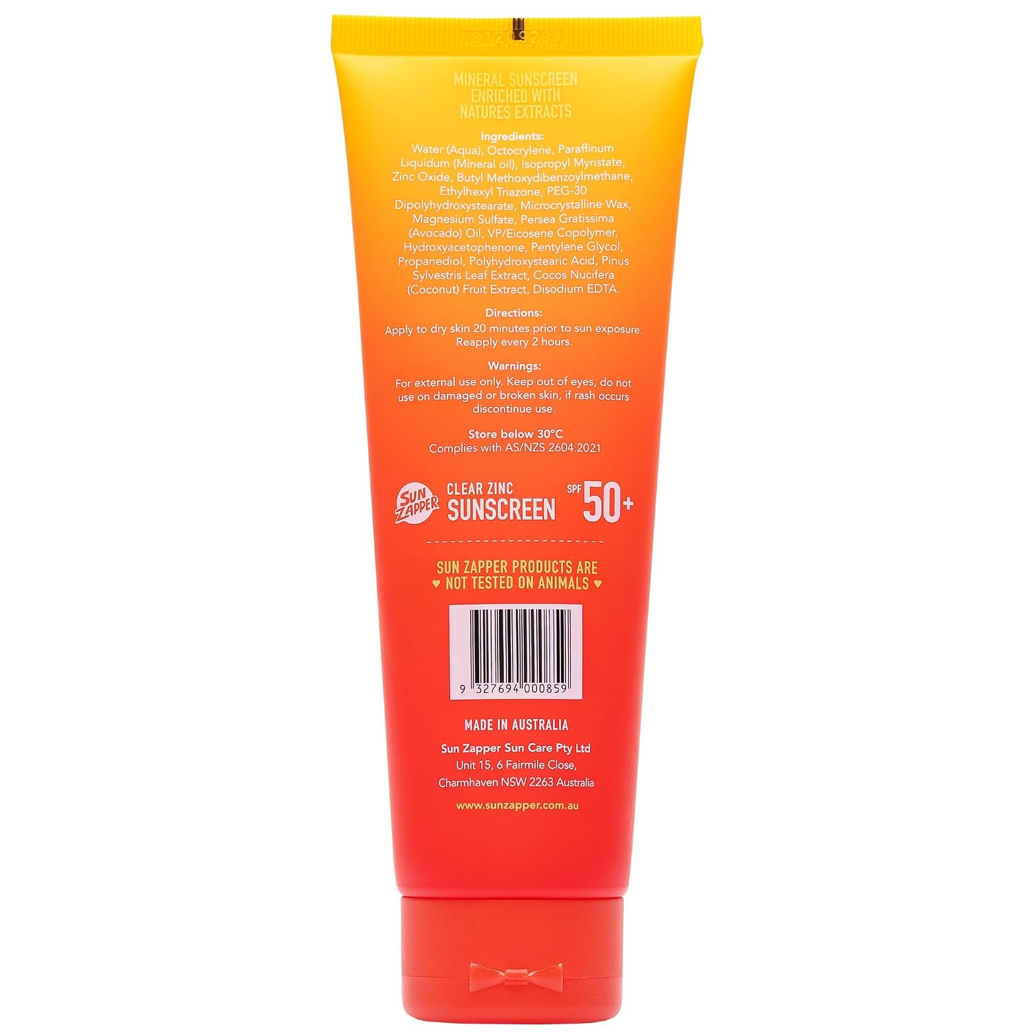 Sun Zapper Clear Zinc Sunscreen SPF 50+ Travel Size – Zinc Oxide Sunscreen for Face and Body, Water Resistant Broad Spectrum Sunblock, No White Cast, Oxybenzone Free, 60mL (2 oz), Australian Made