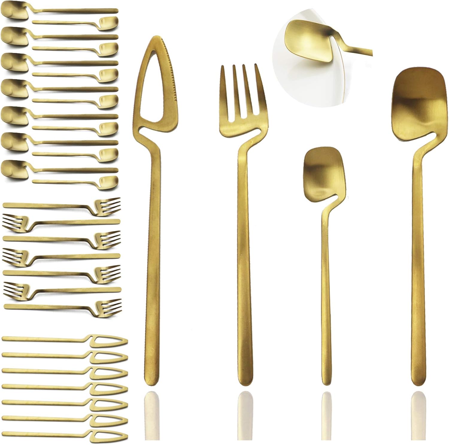 JASHII Silverware Set Satin Finish 24-Piece Stainless Steel Flatware Set Kitchen Utensil Set Service for 6 Tableware Cutlery Set Dishwasher Safe