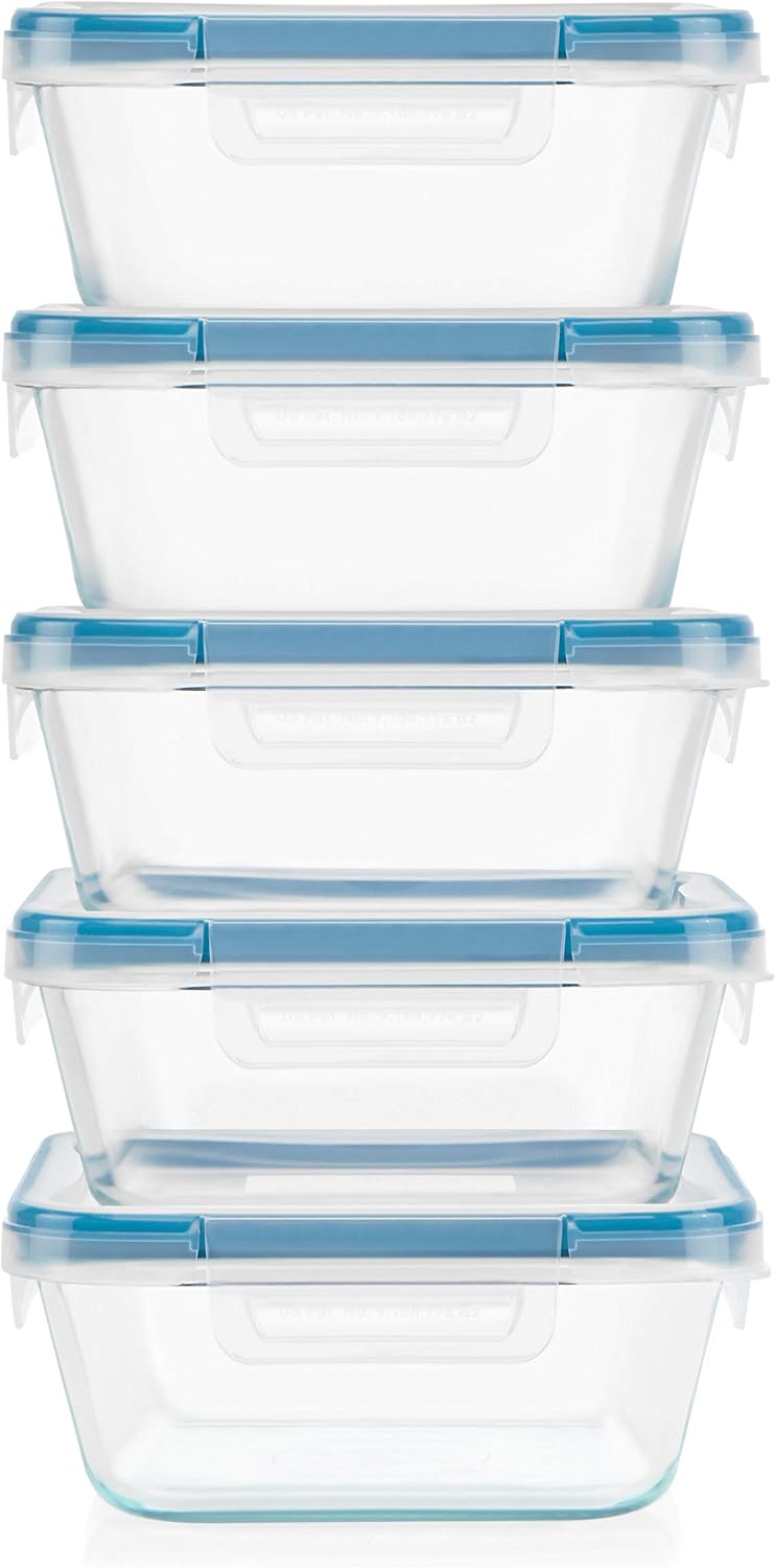 Snapware Glass Total Solutions (12-Pack) Food Storage Containers Set | Airtight & leakproof plastic locking BPA-free lids, freezer, dishwasher, microwave safe