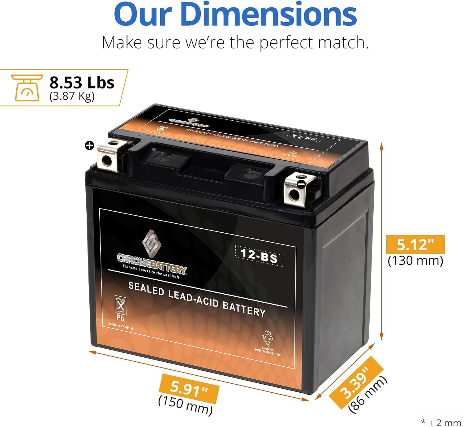 CB CHROMEBATTERY YTX30L-BS 12V 385 CCA AGM – Maintenance-Free 30Ah Battery for Harley, ATV, UTV, Snowmobile, Jet Ski – T3 Nut & Bolt Terminal – Fits Harley Touring, Polaris Sportsman 850
