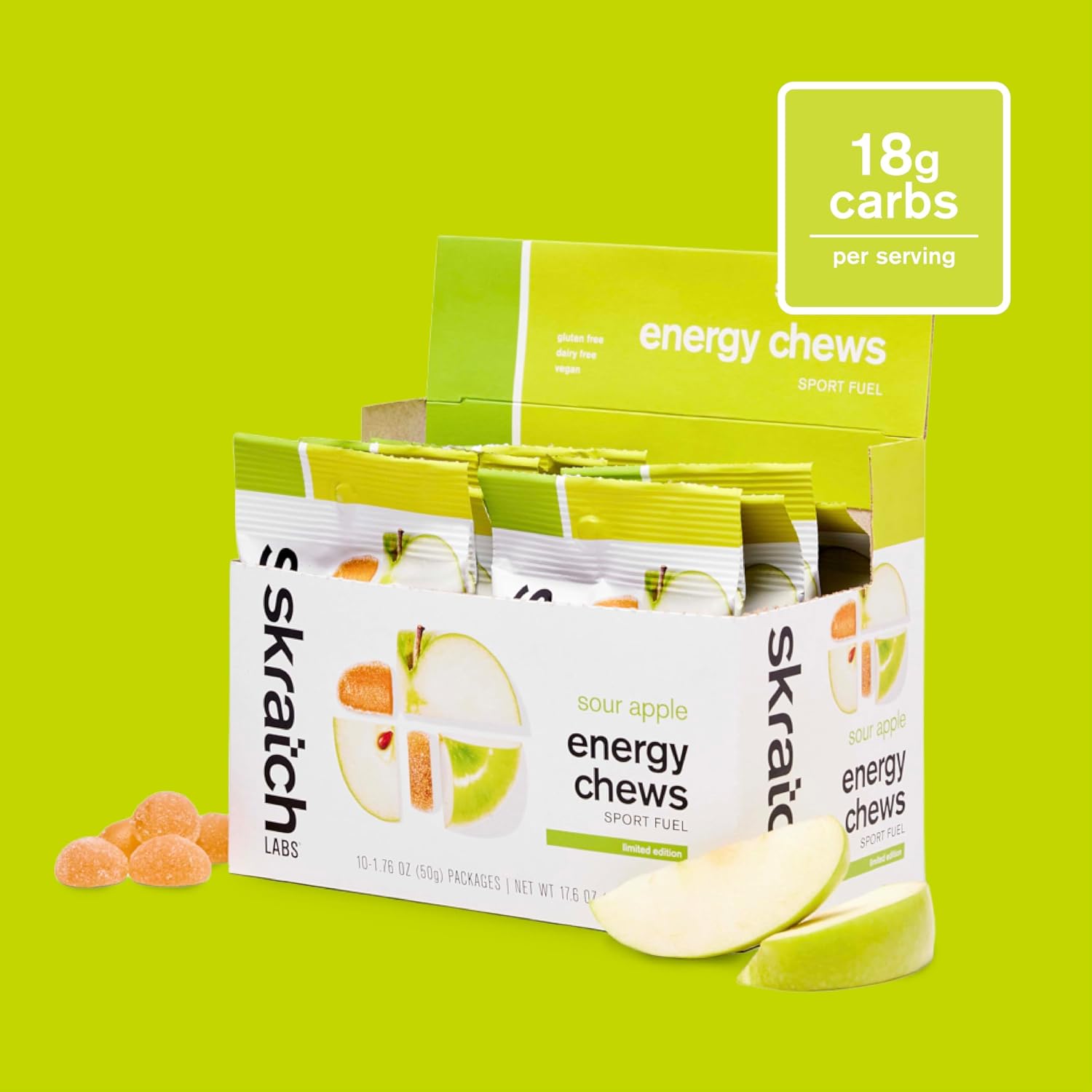 Skratch Labs Energy Chews, Caffeinated Sour Cherry, 10 Pack