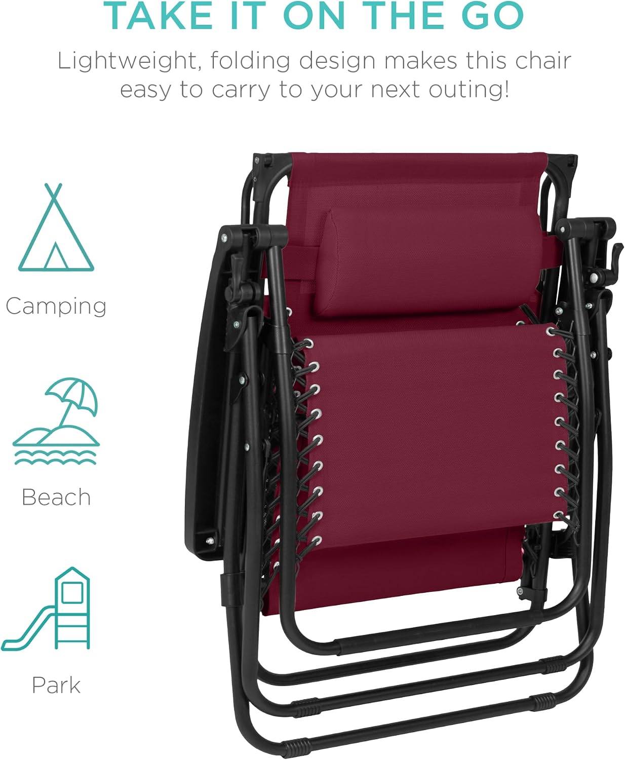 Best Choice Products Folding Zero Gravity Outdoor Recliner Patio Lounge Chair w/Adjustable Canopy Shade, Headrest, Side Accessory Tray, Textilene Mesh - Beige