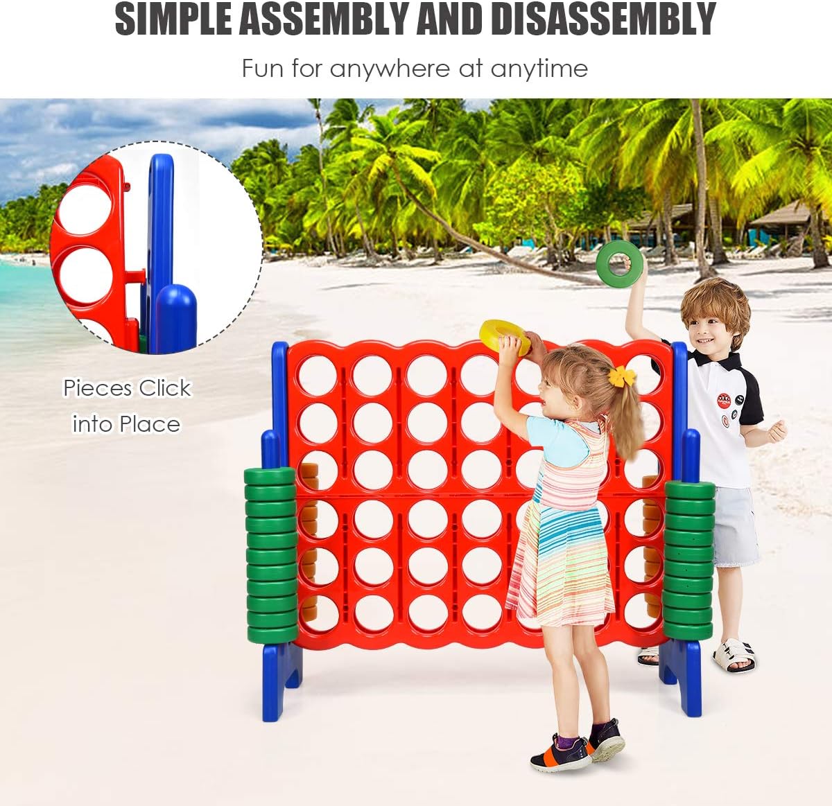 GLACER Giant 4-in-A-Row, Jumbo 4-to-Score Giant Game Set Backyard Games for Kids & Adults
