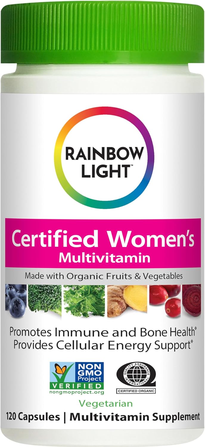 Rainbow Light Womens Multivitamin One + | 60 Caplets | Supports Energy & Antioxidant Health | Real Food Nutrients, Digestive Enzymes & Probiotics