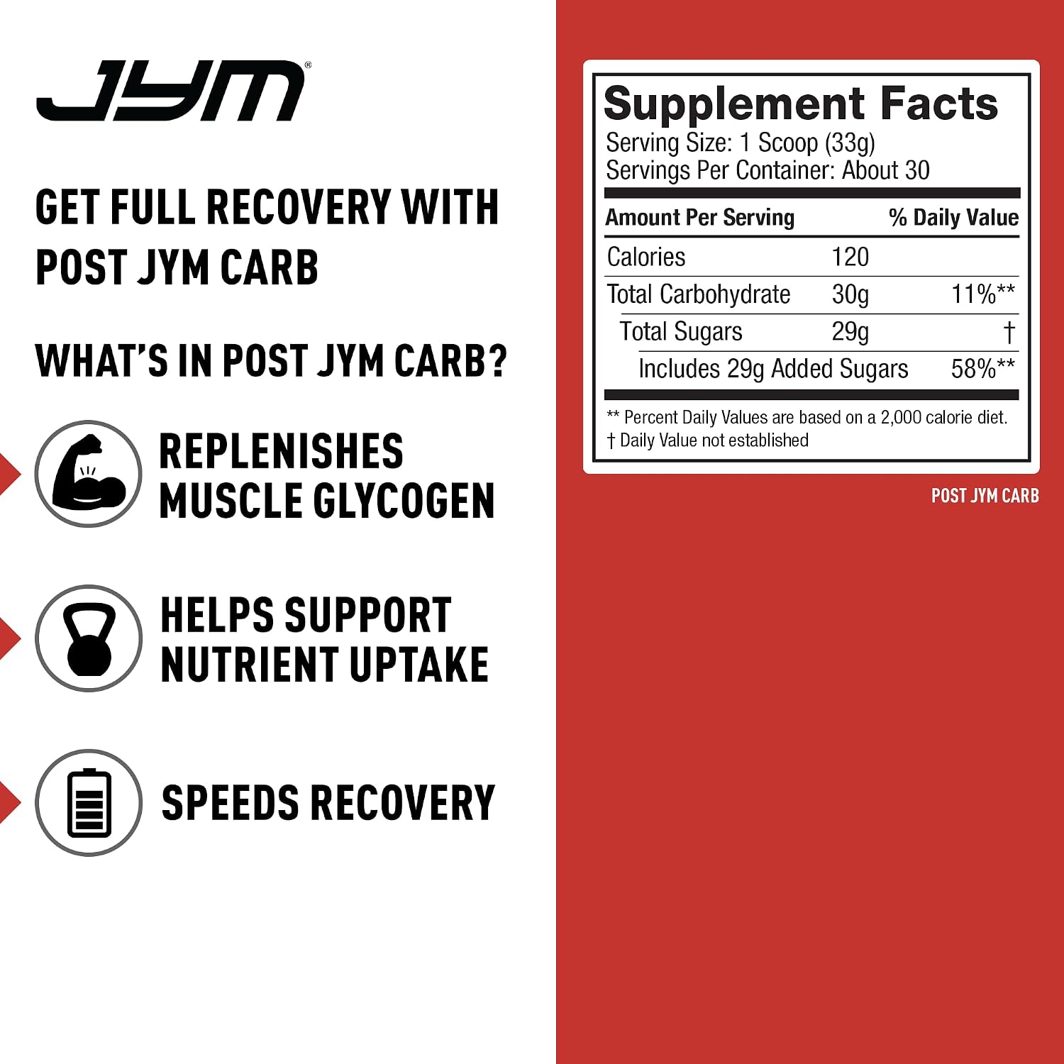 Post JYM Carb Fast Digesting Post Workout Recovery Powder