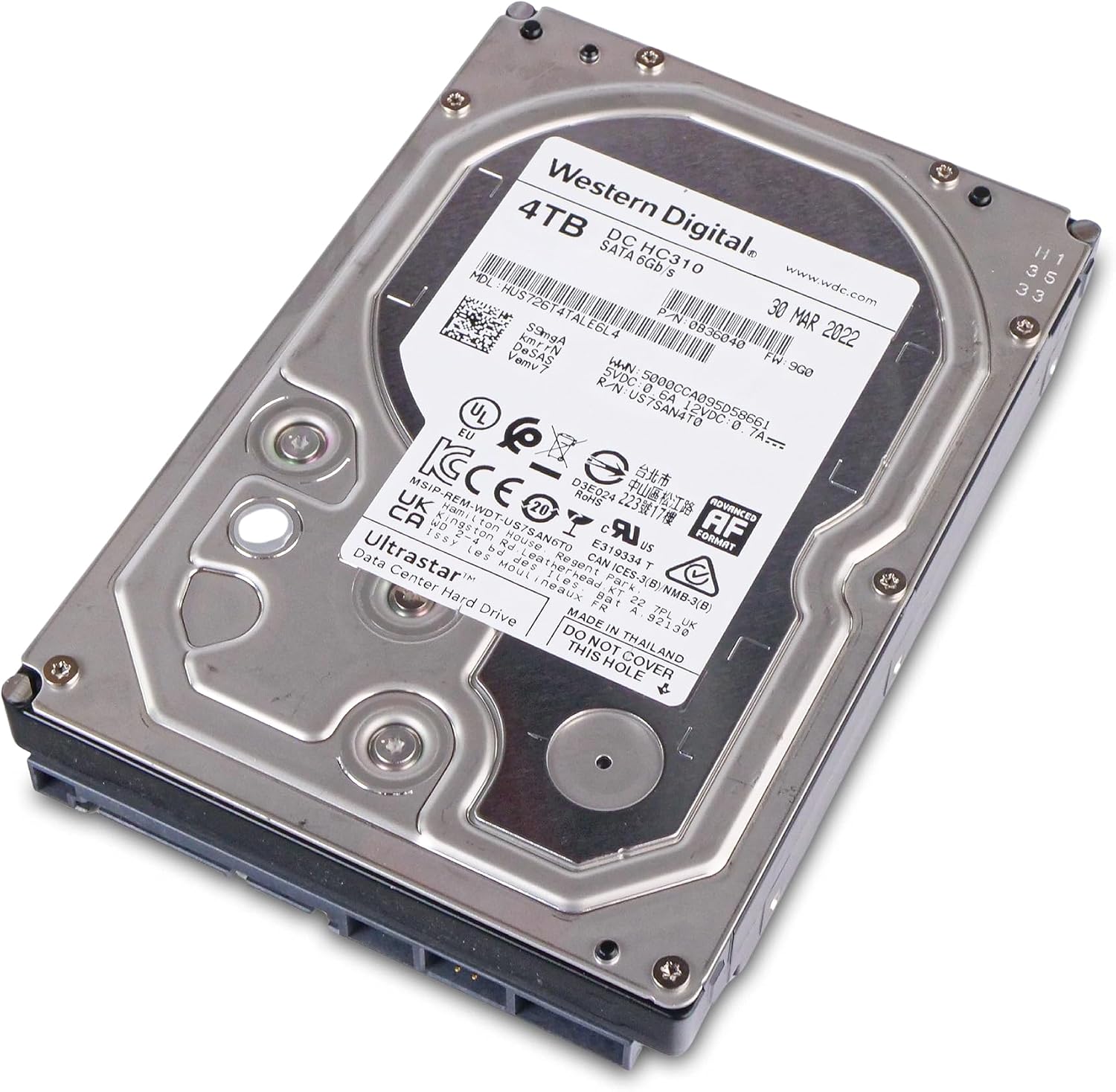 Hitachi 2022 HGST WD Ultrastar HUS726T4TALE6L4 4TB 7200 RPM 512e SATA 6Gb/s 3.5-inch Internal Hard Disk Drive (Renewed)