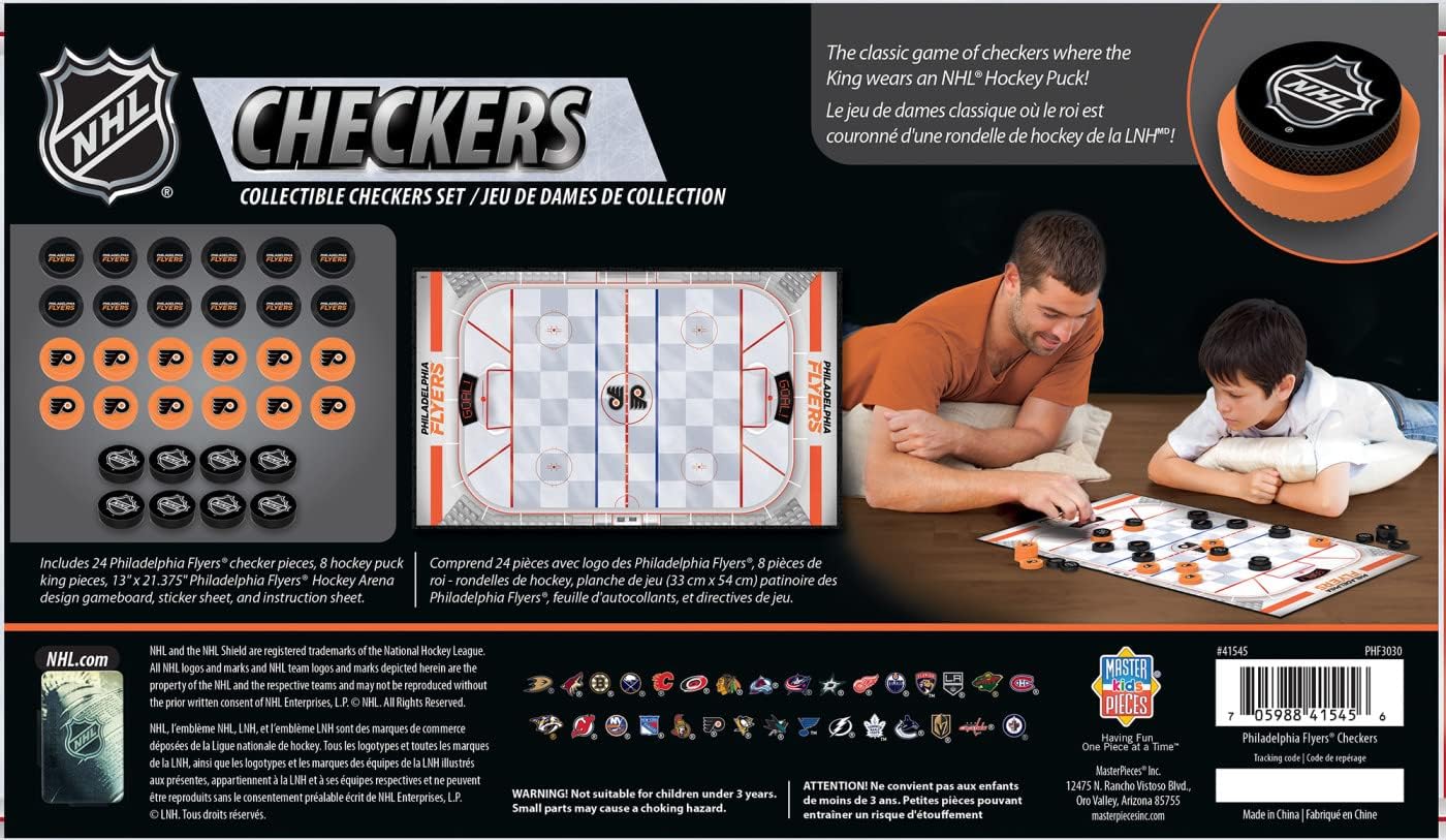 MasterPieces Officially licensed NHL League-NHL Checkers Board Game for Families and Kids ages 6 and Up