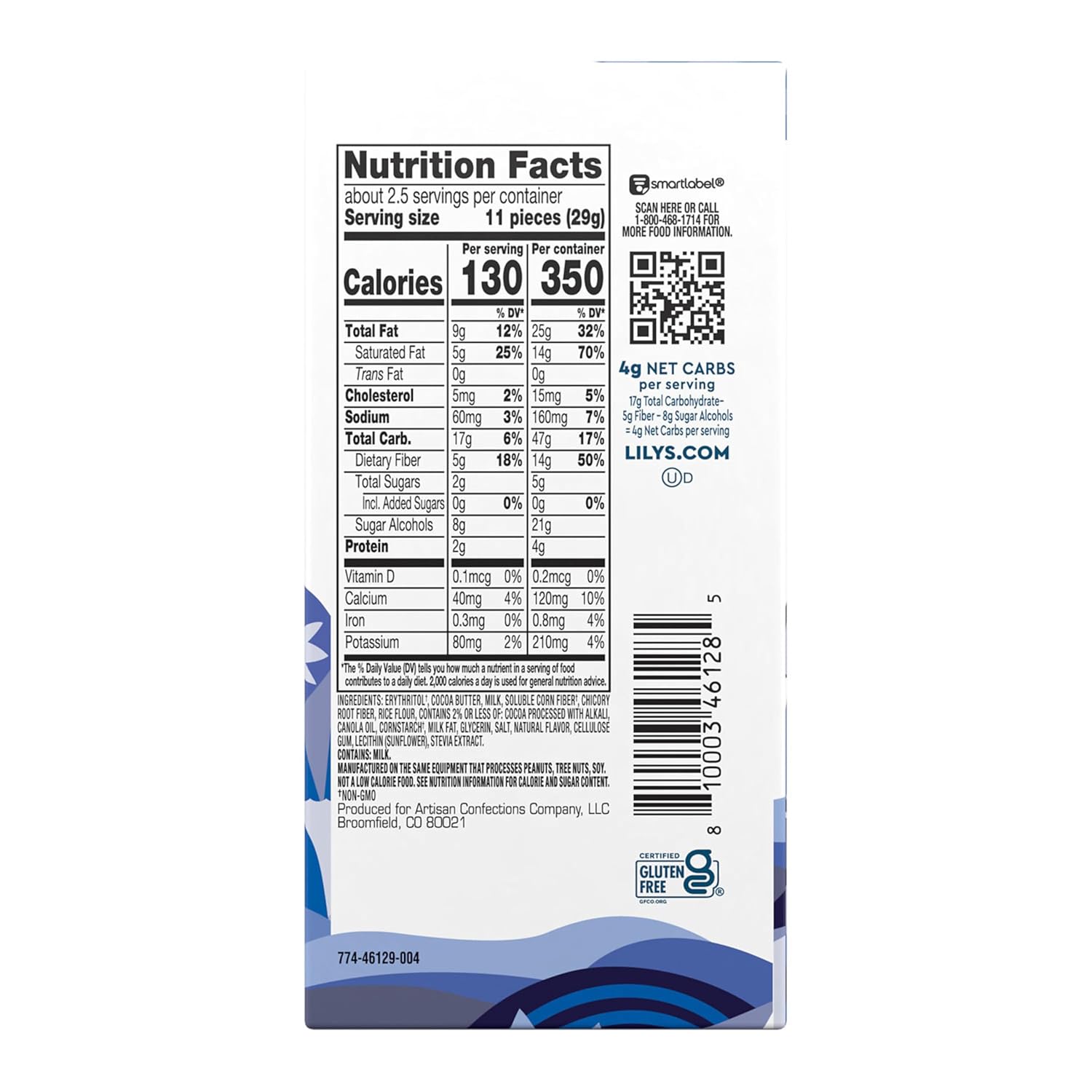 LILY'S Cookies and Creme White Chocolate Style No Sugar Added, Sweets Bar, 2.8 Oz