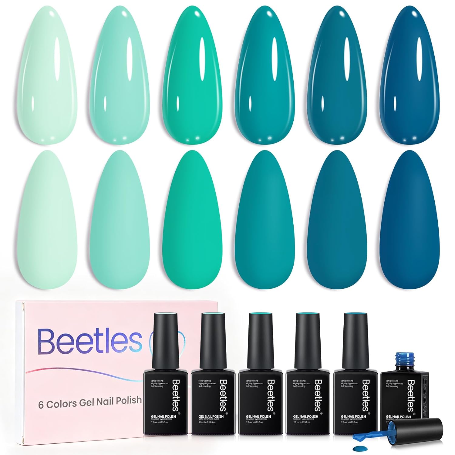 Beetles Green Gel Polish Set, 6 Colors Misty Forest Collection