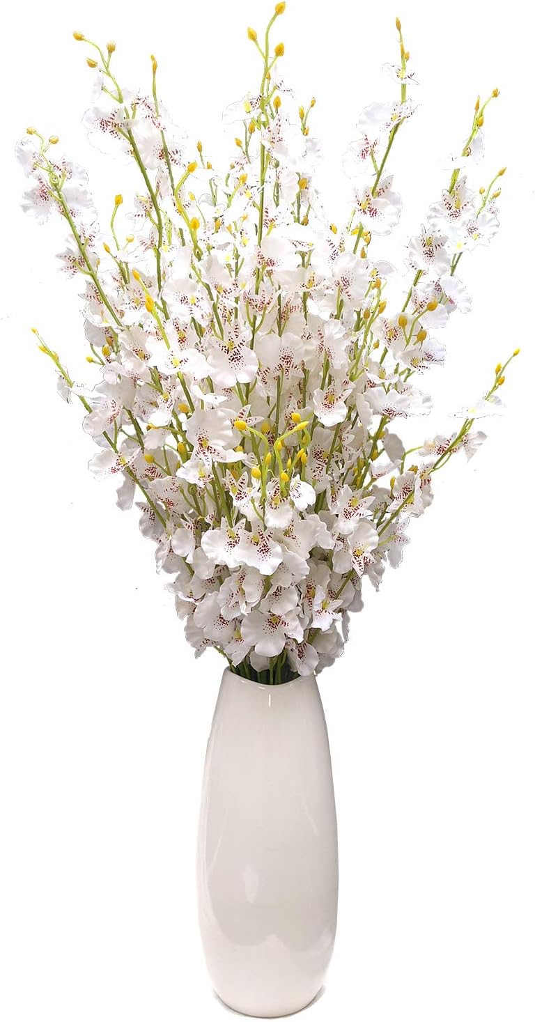 Yellow Artificial Flowers Orchids Silk Fake Flowers in Bulk, 12 Pcs (Each 38.5”), for Wedding Festive Party Home Office Decoration, No Include Vase