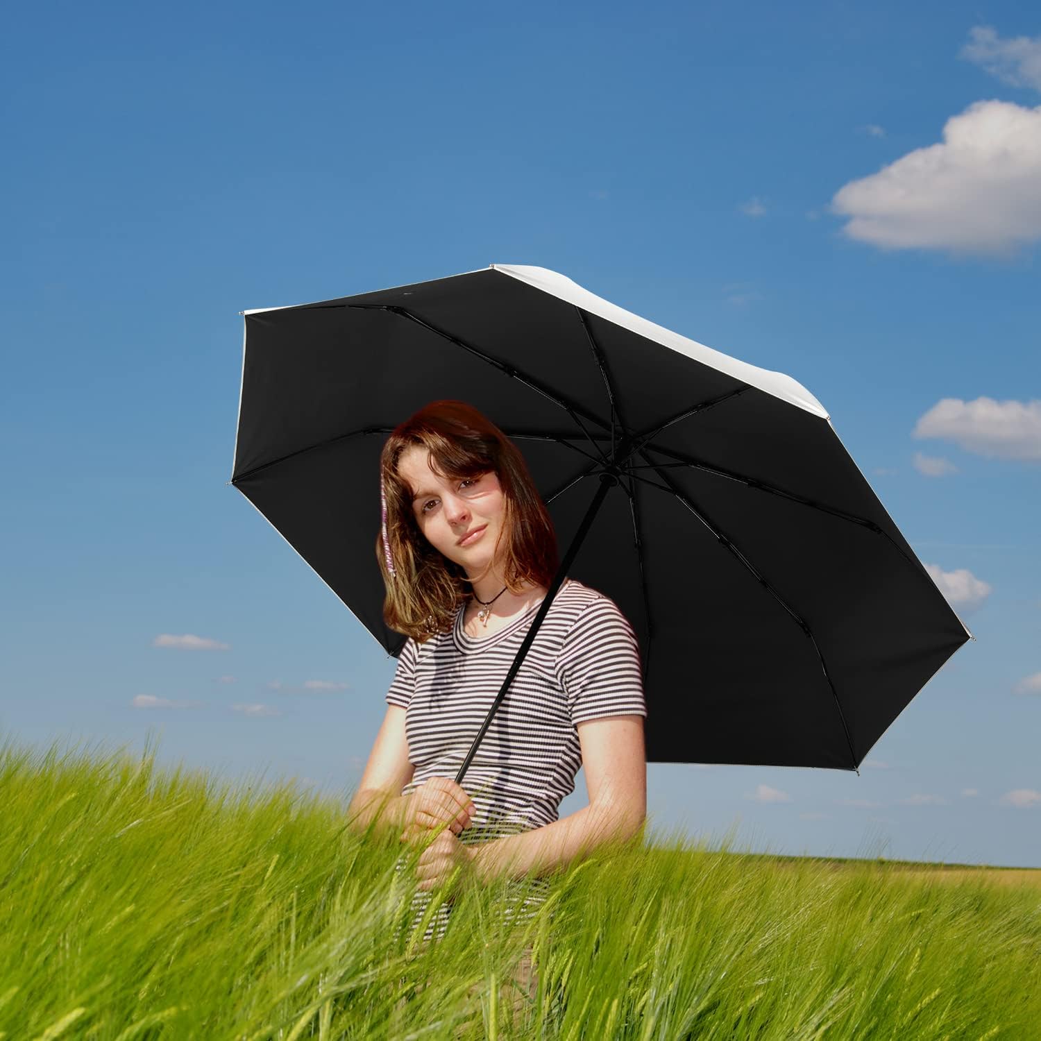 G4Free UPF 50+ UV Protection Travel Umbrella 42/46 Inch Auto Open Close