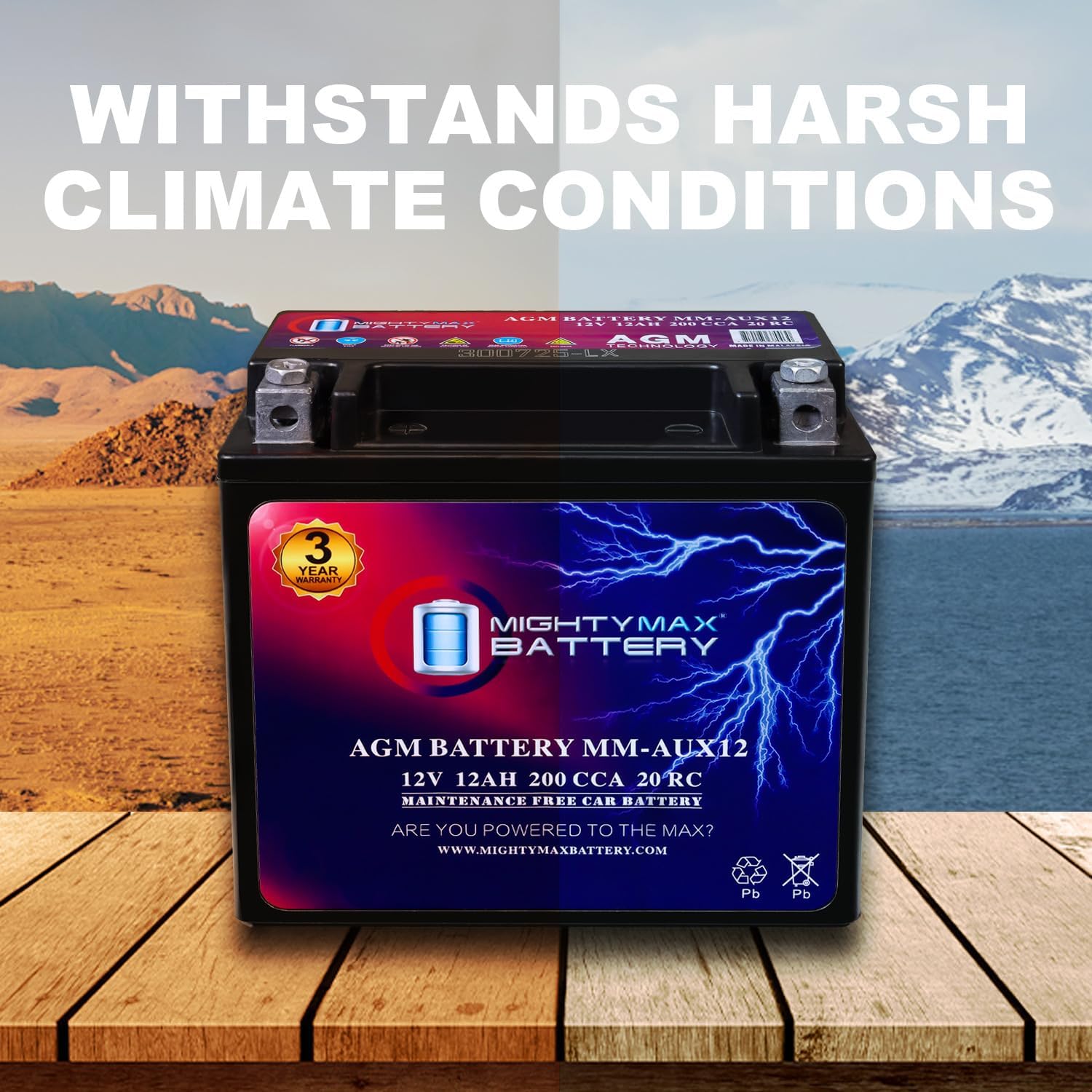 Mighty Max Battery MM-H8 Start and Stop Car BCI Group 49 12V 95Ah, 160RC, 900 CCA Rechargeable AGM Car Battery