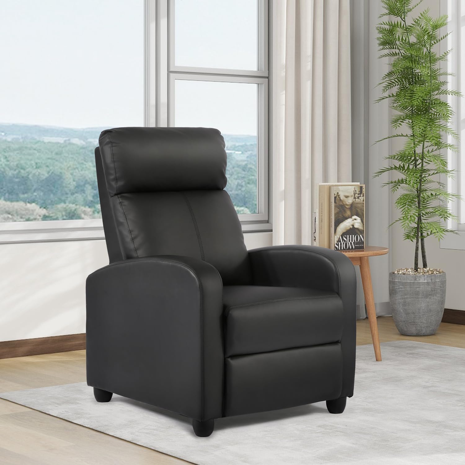 FDW Recliner Chair Push Back Sofa Home Theater Seating with Lumbar Support and Leather Padded Seat Backrest for Living Room | Lounge Chair With