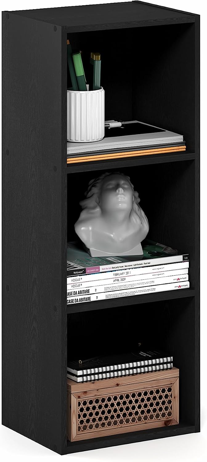 Furinno PASIR Book Shelf, 5-Tier Modern Bookshelf, Open Shelves Bookcase, 9 x 12 x 52, for Living Room, Bedroom, Home Office, Plain White