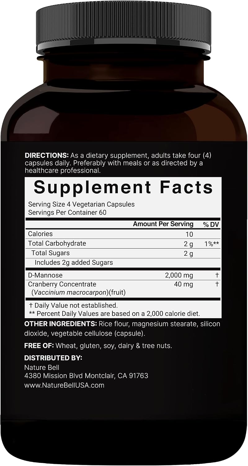 NatureBell D-Mannose 500mg Capsules (2
