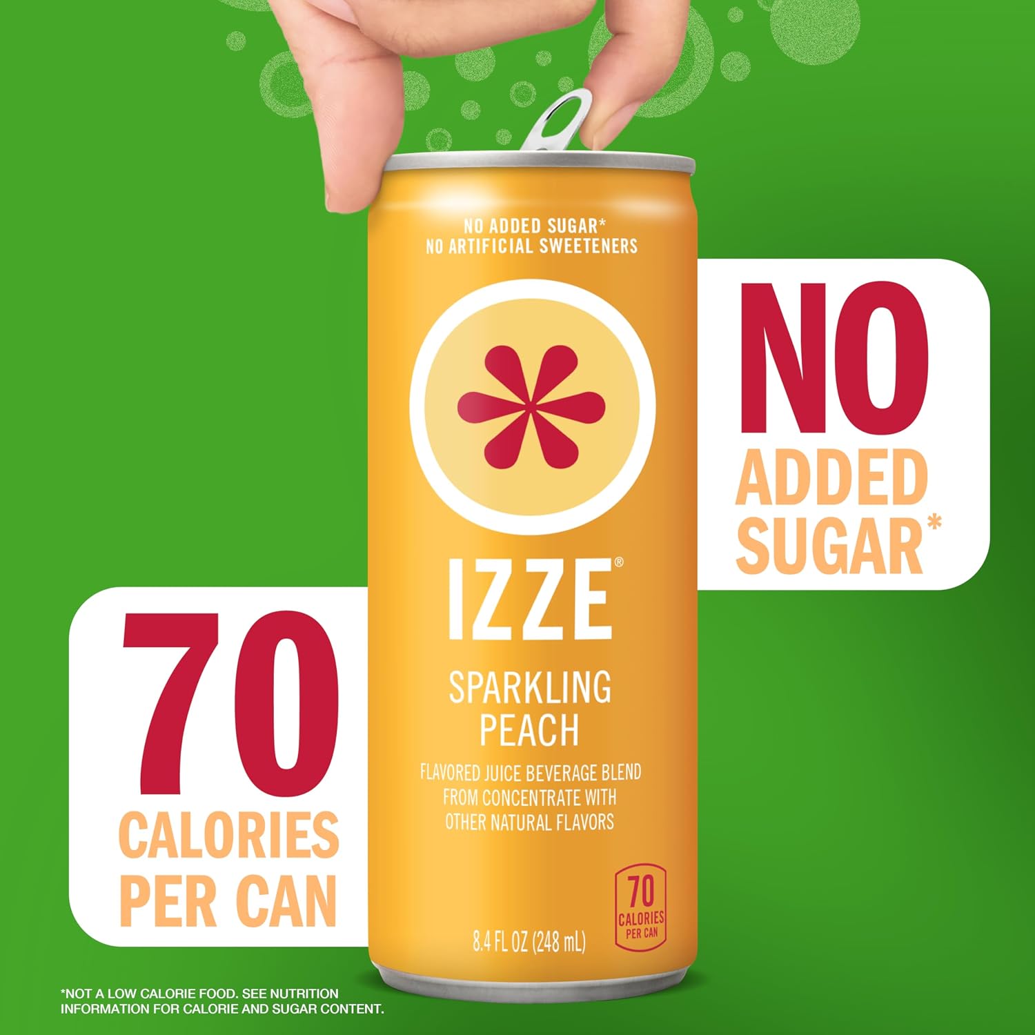 IZZE Sparkling Water Juice Beverage Blend, Pineapple, No Sugar Added, 8.4 FL OZ, 24 Cans
