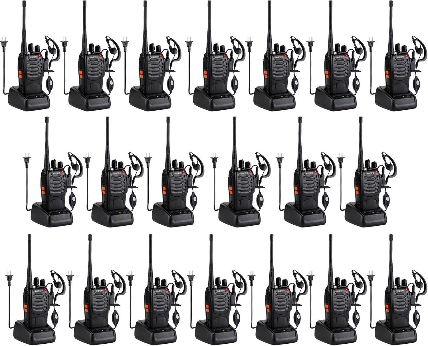 Baofeng Walkie Talkies 888S Rechargeable Long Range with Earpieces for Adults, 16 Channel Professional Radio Handheld Two Way Radios Li-ion Battery and Charger Included (10pack with 10earpiece)