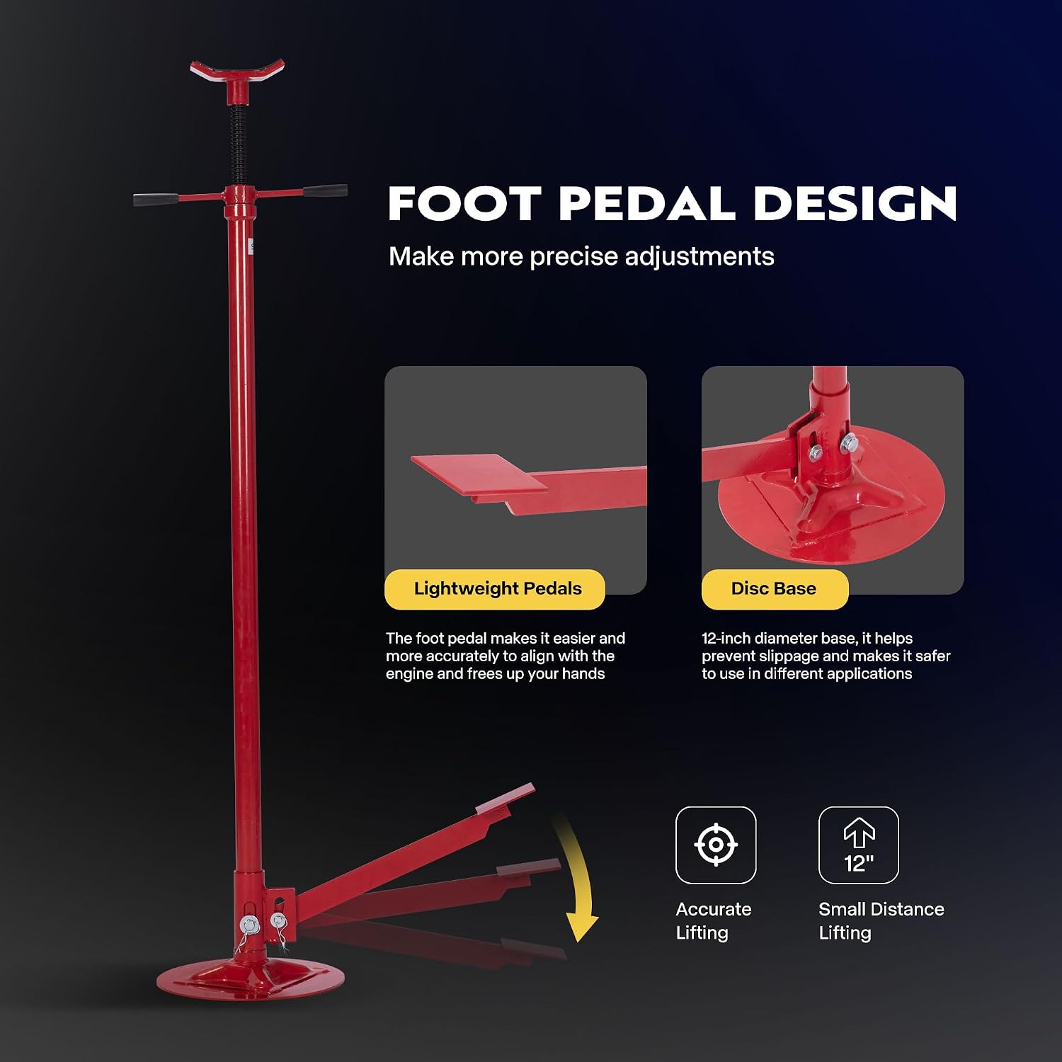 SPECSTAR Under Hoist Support Stand 3/4 Ton Jack Stand | 1650Lbs Capacity, Adjustable 52-76 Inch Height, 12 Inch Diameter Base for Vehicle Lifting & Support