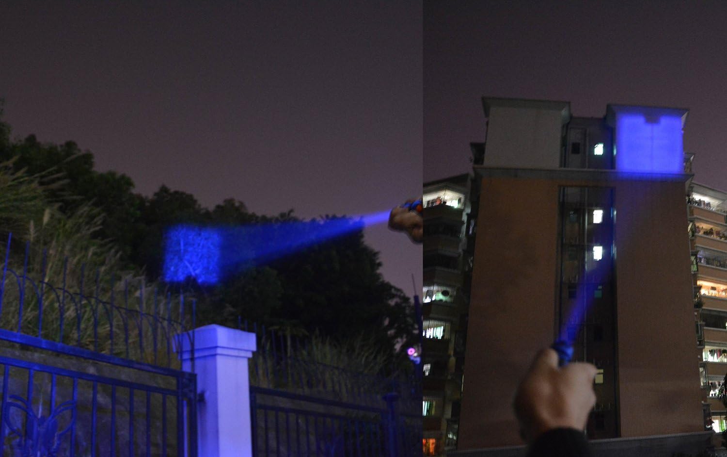 Scalable Blue LED Flashlight 3 Mode Long Range Blue Light Flashlight Torch Night Fishing and Outdoor Activities-Black House