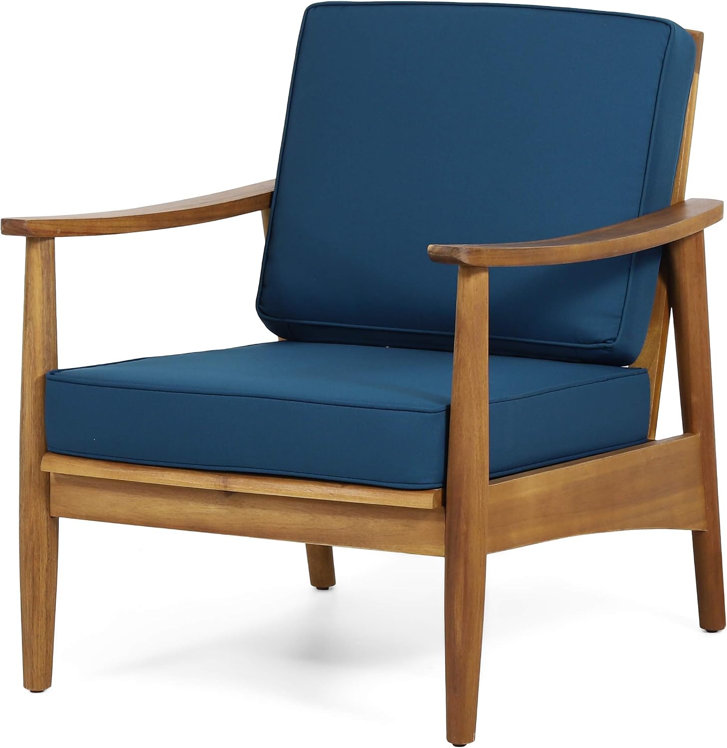Christopher Knight Home Willowbrook Outdoor Club Chair with Cushion - Acacia Wood - Black (Set of 2)