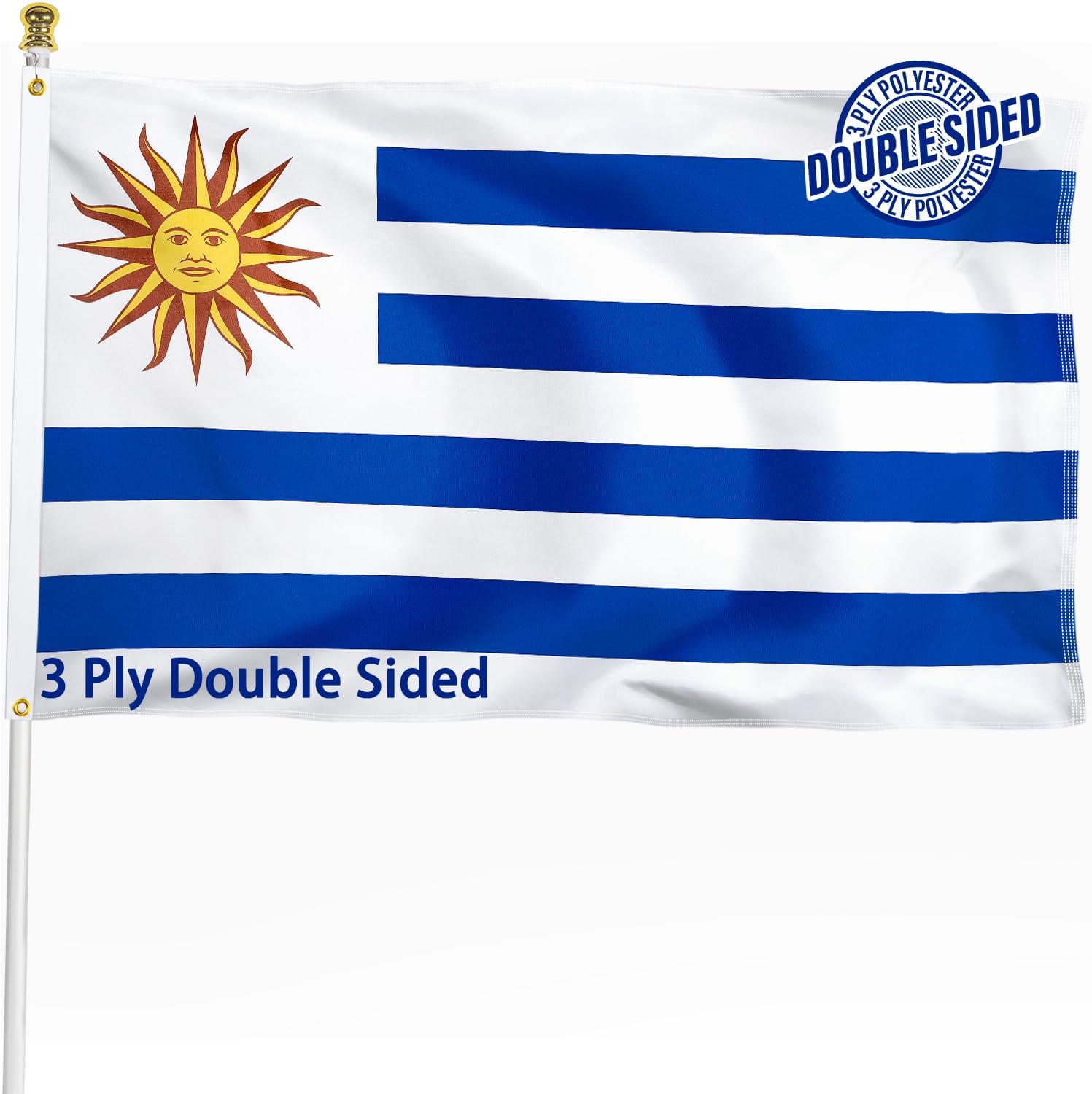 Nicaragua Flag 3x5 ft Outdoor Bandera de Nicaragua Nicaraguan National Flag | Double Sided 3 Ply Heavy Duty Polyester Banner with Brass Grommets for Home and Outdoor Decoration, 4 Rows Stitching
