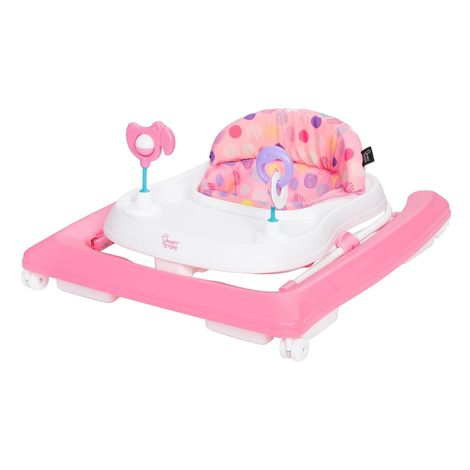 Smart Steps Trend Activity Walker with Removeable Toy Bar, Multi-Directional Front Wheels, Tray, Adjustable Height and Flat Fold Frame for Storage, Ages 6 Months +, Emily Pink