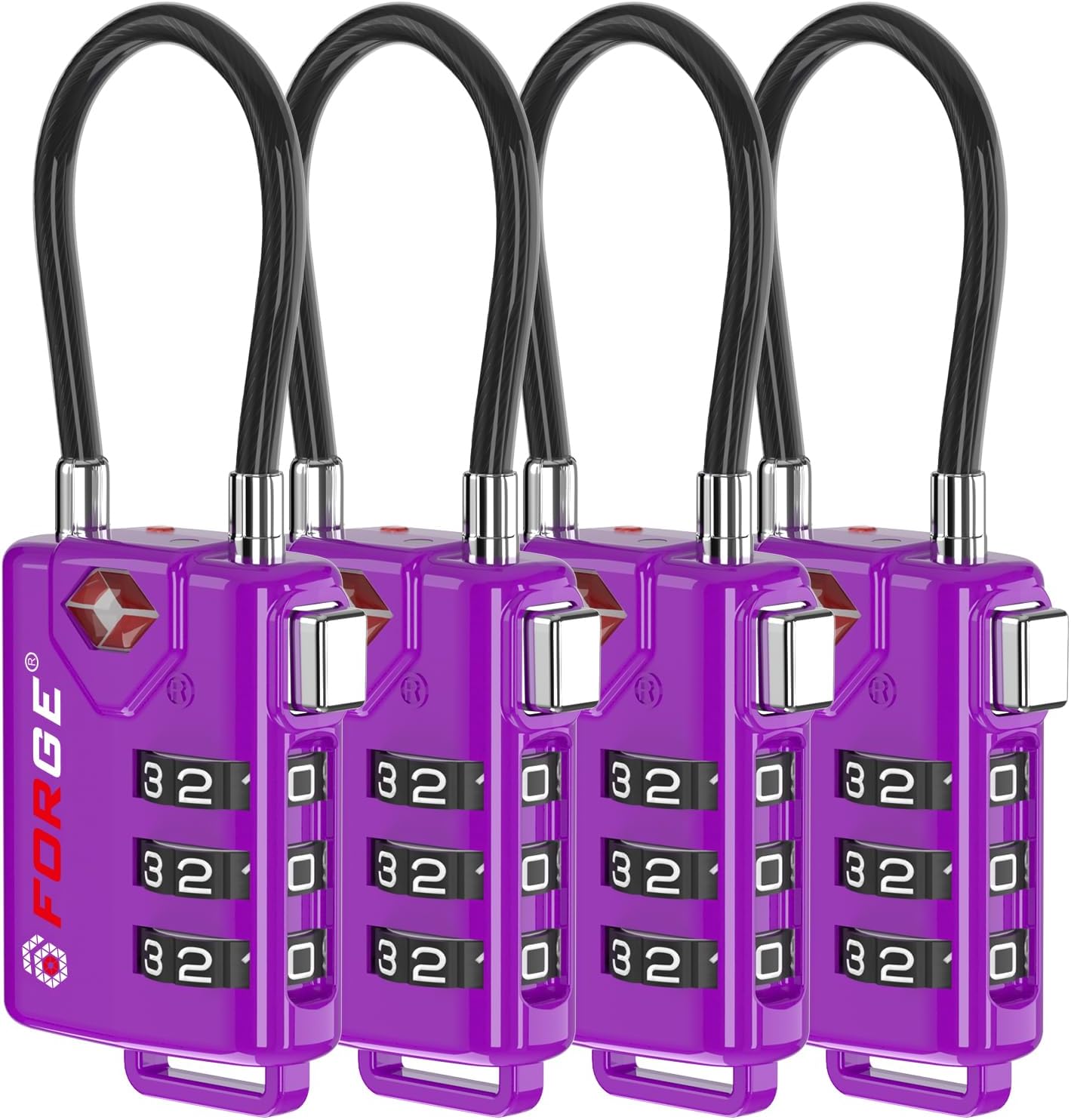 TSA Approved Cable Luggage Locks, Re-settable Combination with Alloy Body