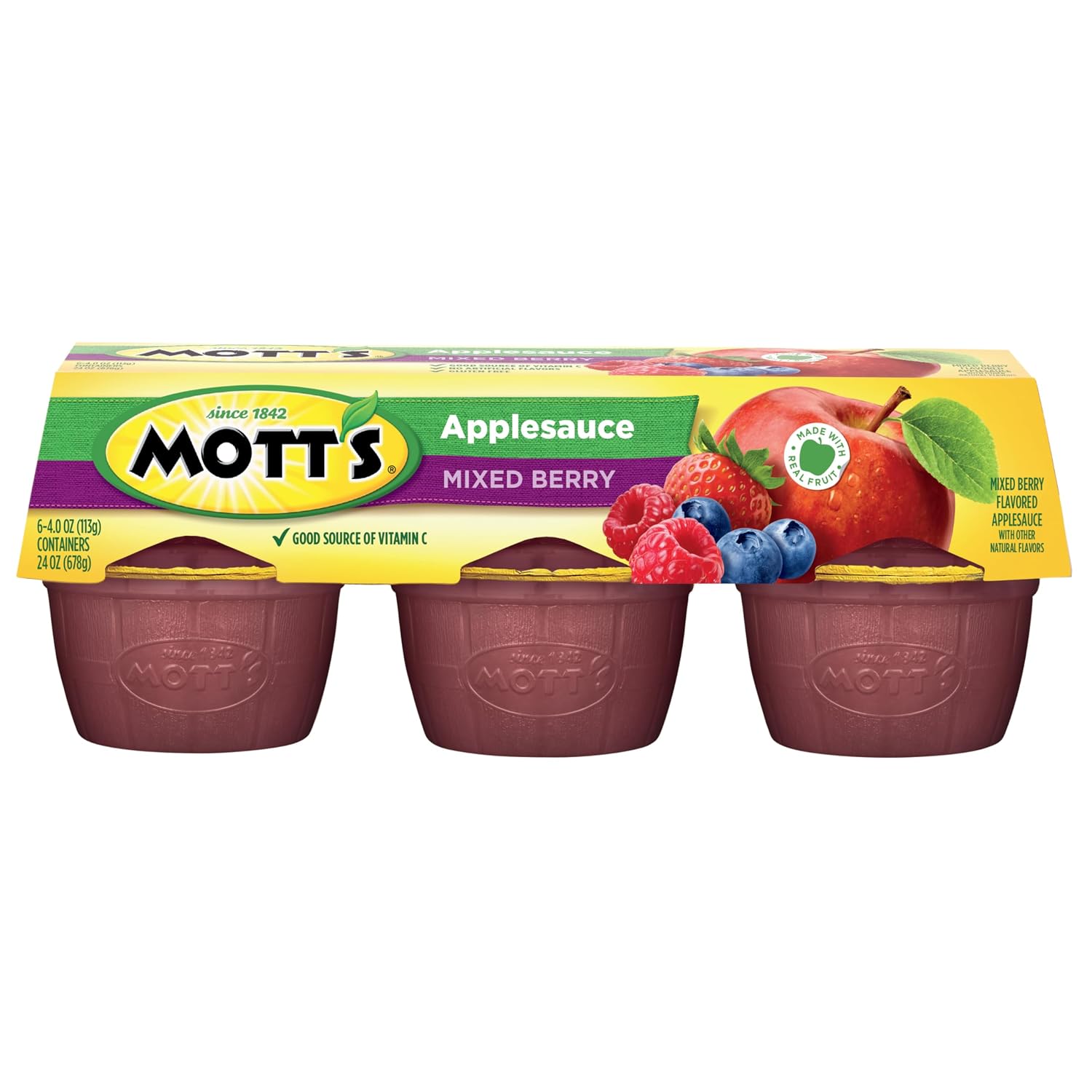 Mott's Applesauce, 4 Oz Cups, 36 Count, No Artificial Flavors, Good Source of Vitamin C, Nutritious Option for The Whole Family