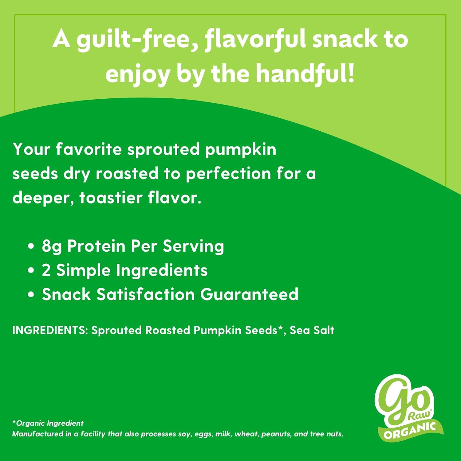 Go Raw Organic Sprouted Pumpkin Seeds - Sea Salted Pepita Snack | Keto, Non-GMO, Vegan, Gluten-Free, Kosher, Paleo, Protein-Packed Superfood, Healthy Vegan Snack for Adults and Kids, 14oz Bag