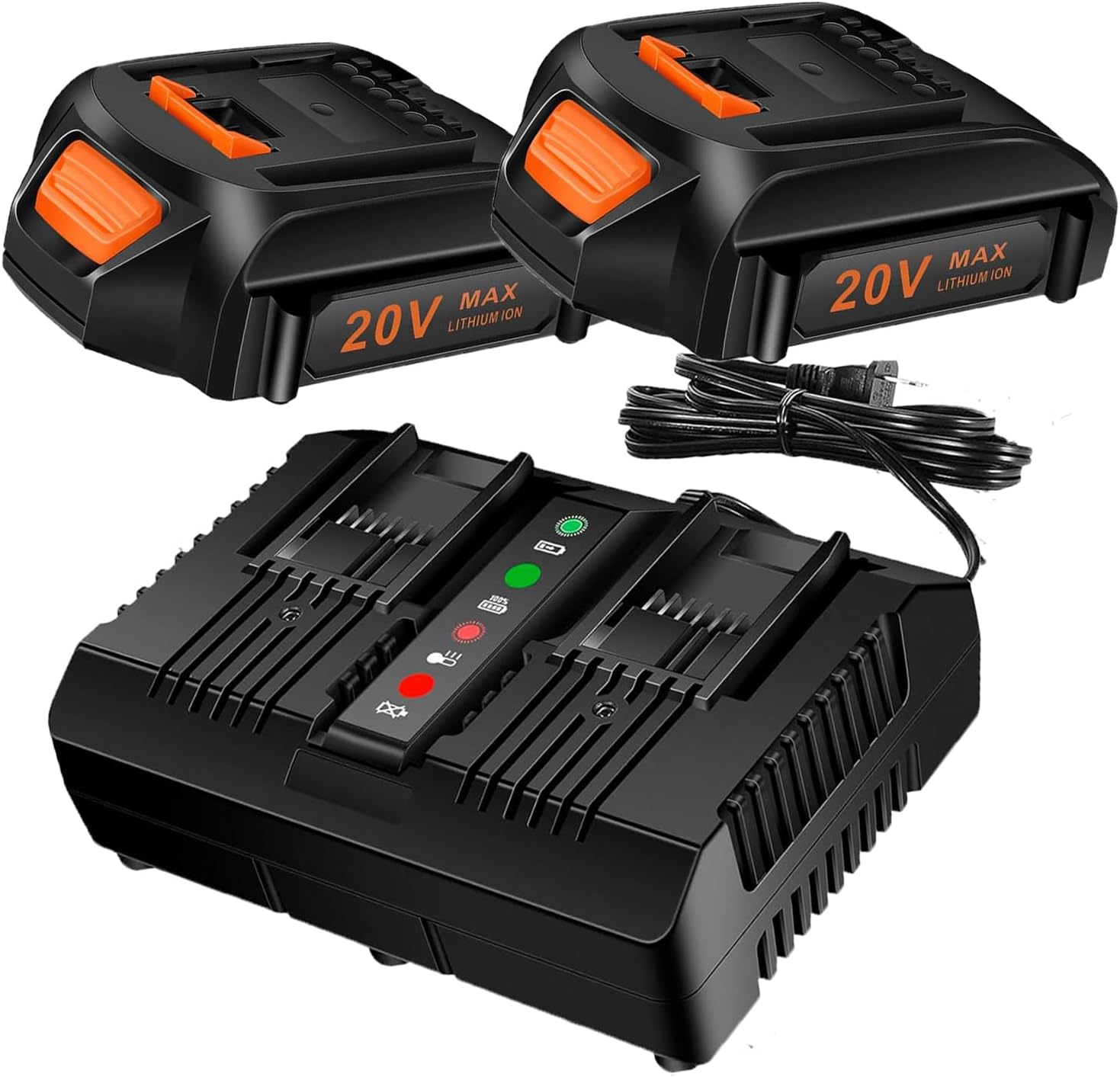 Replacement 20V Battery and Charger Starter Kit, WA3525 Lithium Battery and Charger WA3732 Compatible with Worx 20-Volt Cordless Power Tools