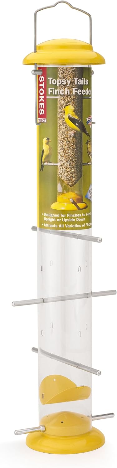 Stokes Select 38169 Topsy Turvy Finch Bird Feeder with Eight Perches, Yellow, 19-Inch tall, 1.5 lb Capacity