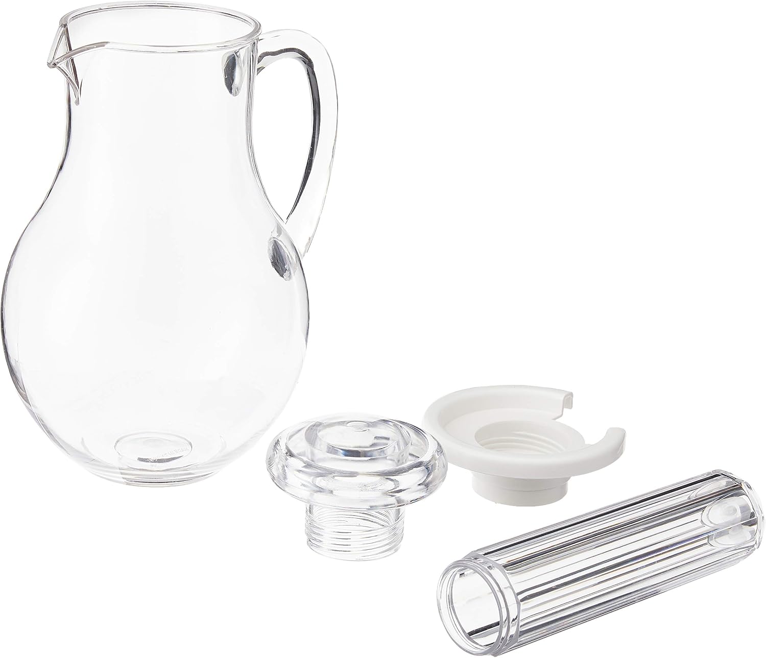 Winco 64 oz Clear Plastic Commercial Pitcher | Dishwasher safe, BPA-free, Keeps drinks chilled, Built-in ice tube core, Great for Water, Iced Tea