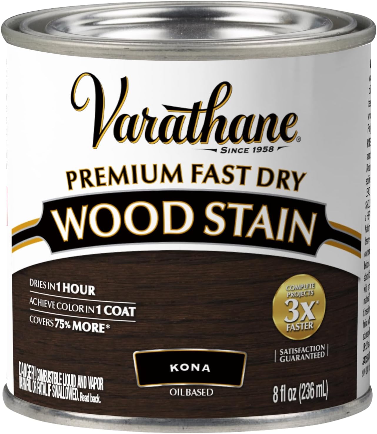 Varathane Premium Fast Dry Weathered Gray Wood Stain | Oil-Based, 1 Coat Color, 1 Hour Dry Time, Interior Wood Stain, Furniture, Cabinets, Doors, Covers Up to 275 Sq Ft, Quart