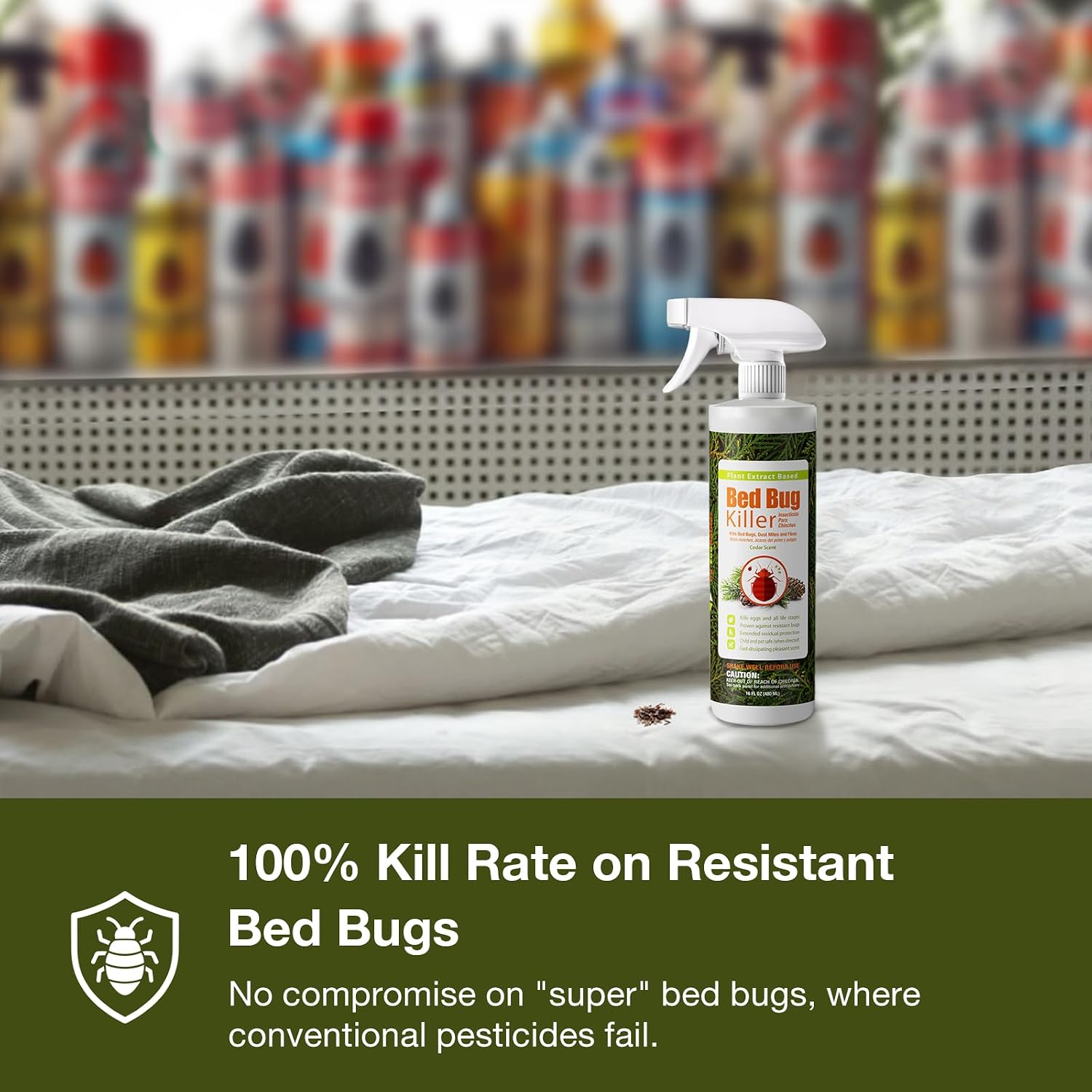 Bed Bug Killer 16 oz EcoVenger by EcoRaider, 100% Kill Efficacy, Bedbugs & Mites, Kills Eggs & The Resistant, Lasting Protection, USDA BIO-Certified, Plant Extract Based & Non-Toxic, Child & Pet Safe