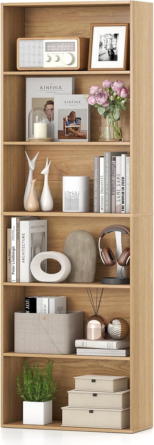 Giantex 8-Cube Bookcase, 3-Tier Cubby Bookshelf, Horizontal Vertical Display Rack with Anti-Tipping Kits, Modern Storage Organizer Shelf Unit for Bedroom, Living Room, Study (Natural, 8-Cube)