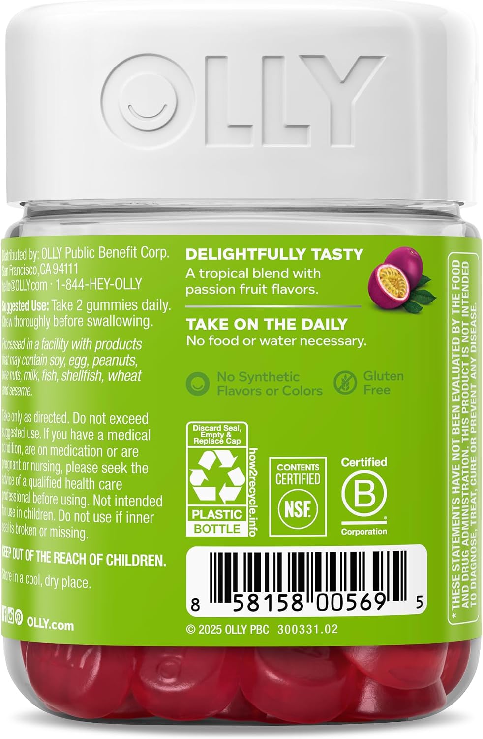 OLLY Daily Energy Gummy,Vitamin B12, CoQ10, Goji Berry - 60 Count