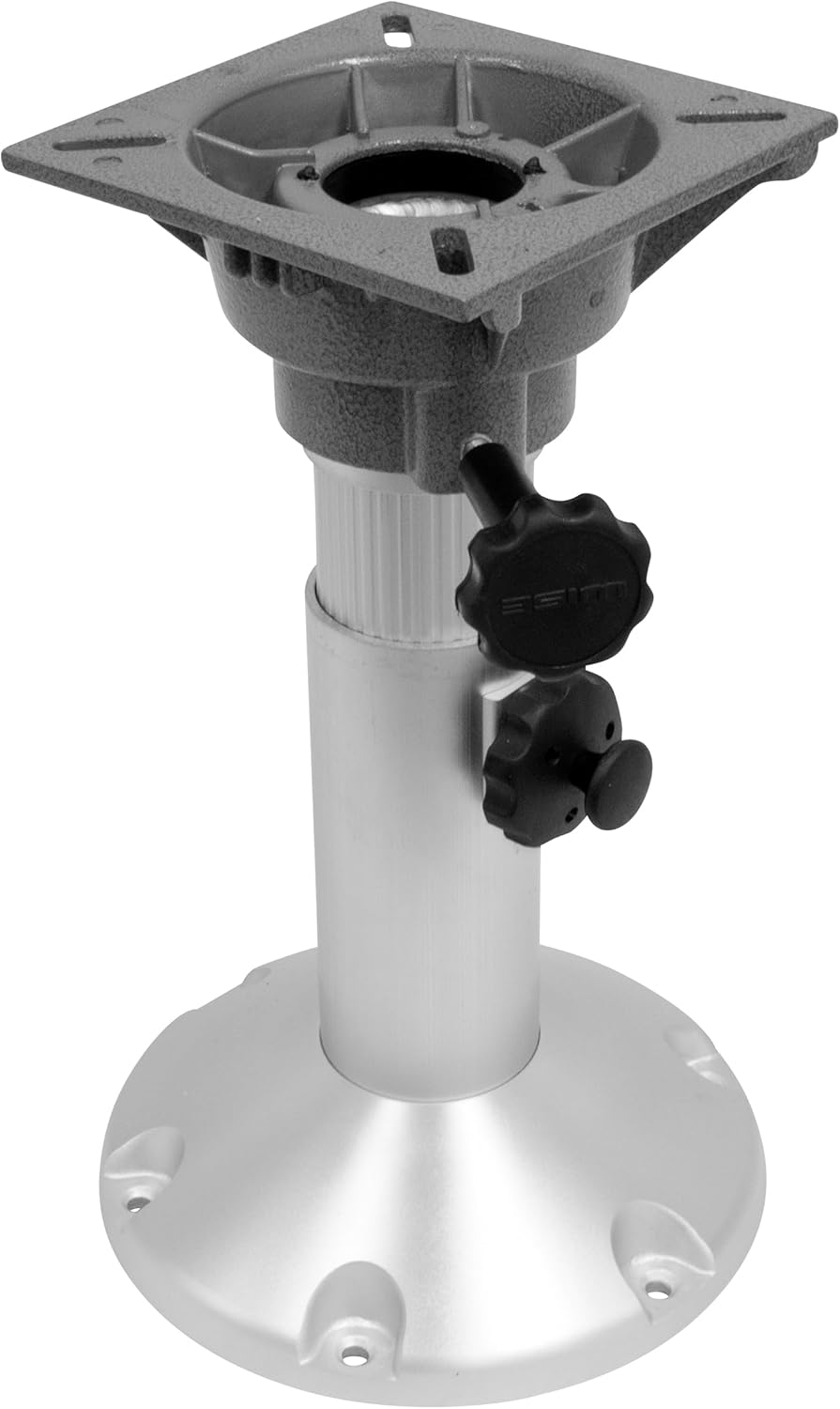 Wise 8WP21-18S Boat Seat Pedestal, Adjustable Height from 12" to 18", with Standard Seat Mount | 2-7/8 in anodized aluminum post, 9 in base