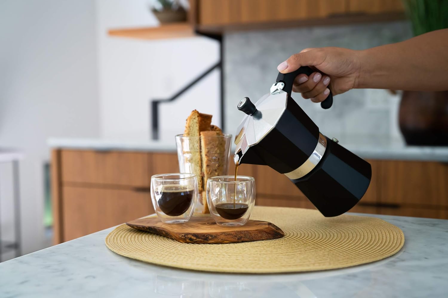 Bellemain Stovetop Espresso Maker, Italian Moka Pot, 6-Cup Silver | Classic aluminum design brews rich espresso at home or camping, with an easy-to-use and easy-to-clean design.