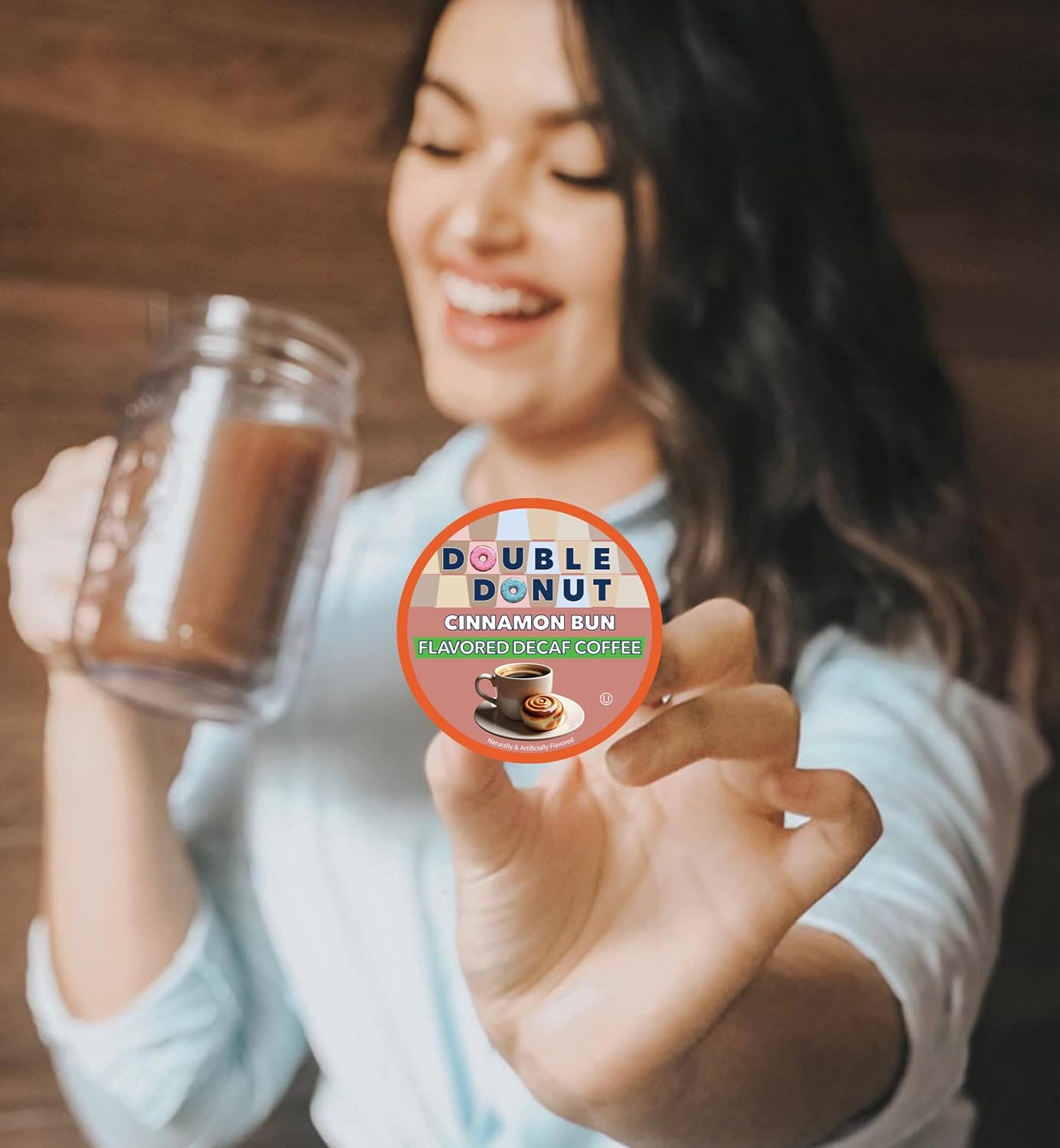 Double Donut Coffee Double Donut Medium Roast Decaf Coffee Pods, Classic, for Keurig K-Cup Machines, 24 Single-Serve Capsules per Box