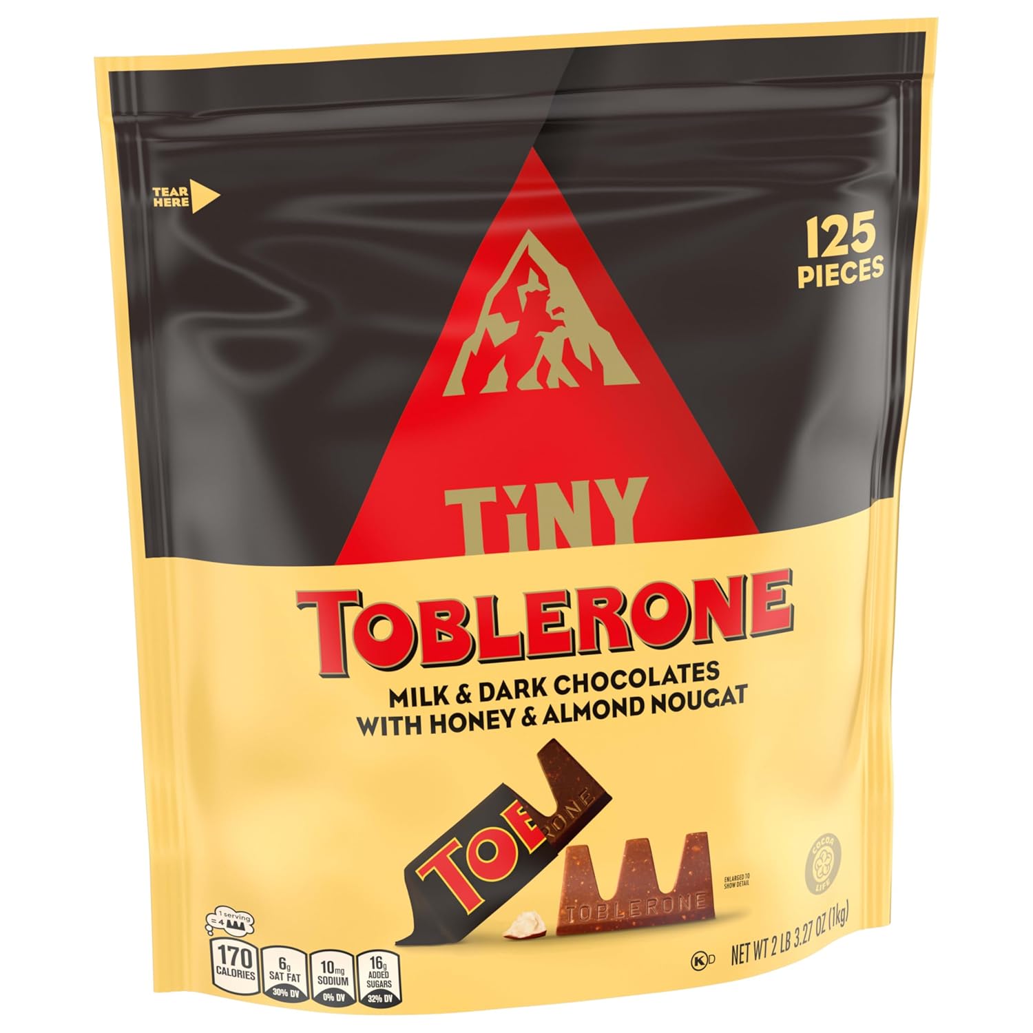 TOBLERONE Milk Chocolate Bar with Salted Caramelized Almonds, 20 Bars | Honey and Almond Nougat, Bulk Chocolate