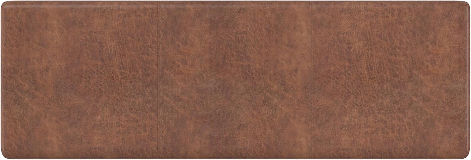 SIMPLIHOME Avalon 54" Wide Vegan Leather Storage Ottoman in Tanners Brown