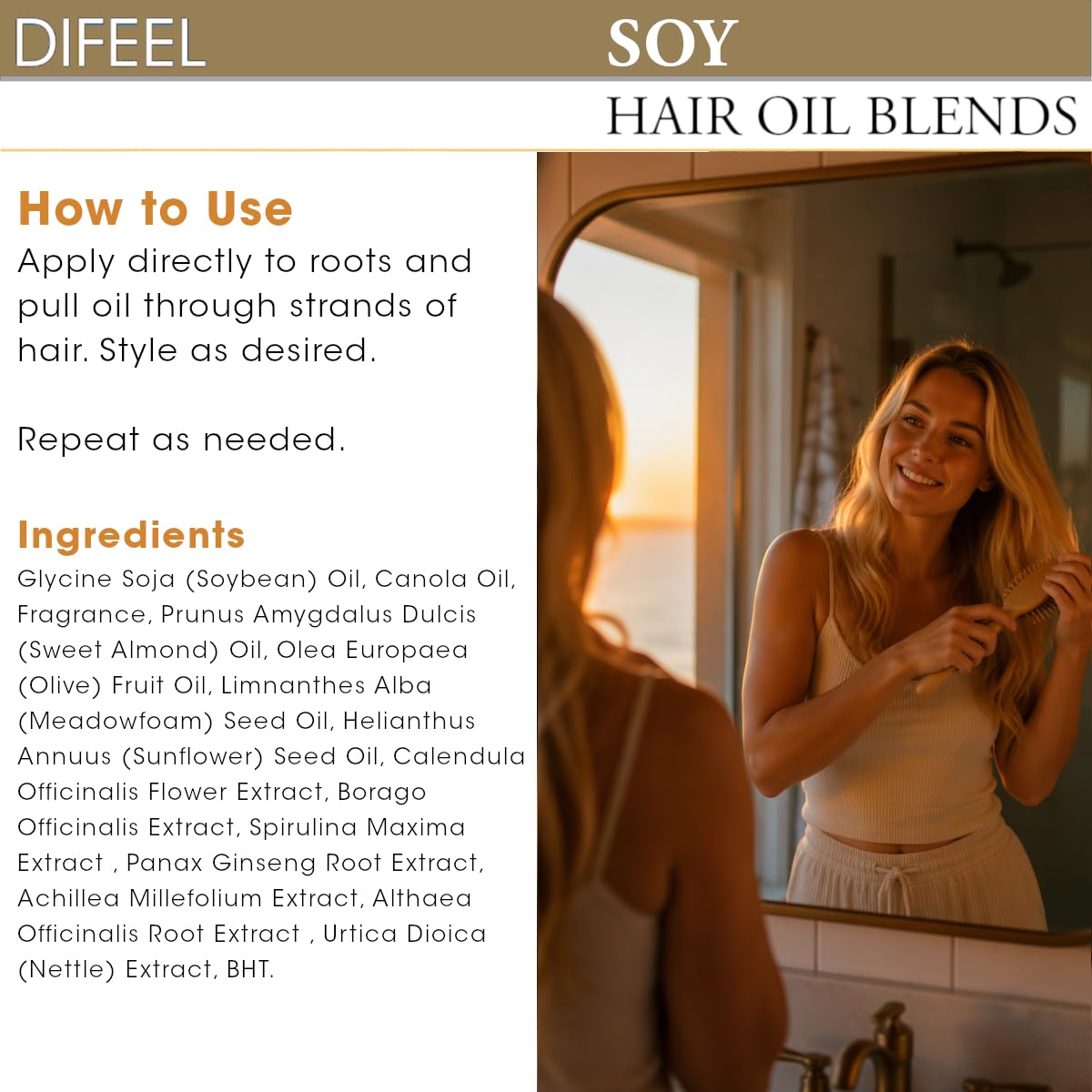 Difeel Soy Hair Oil Blend - Travel Size 2.5 Ounce