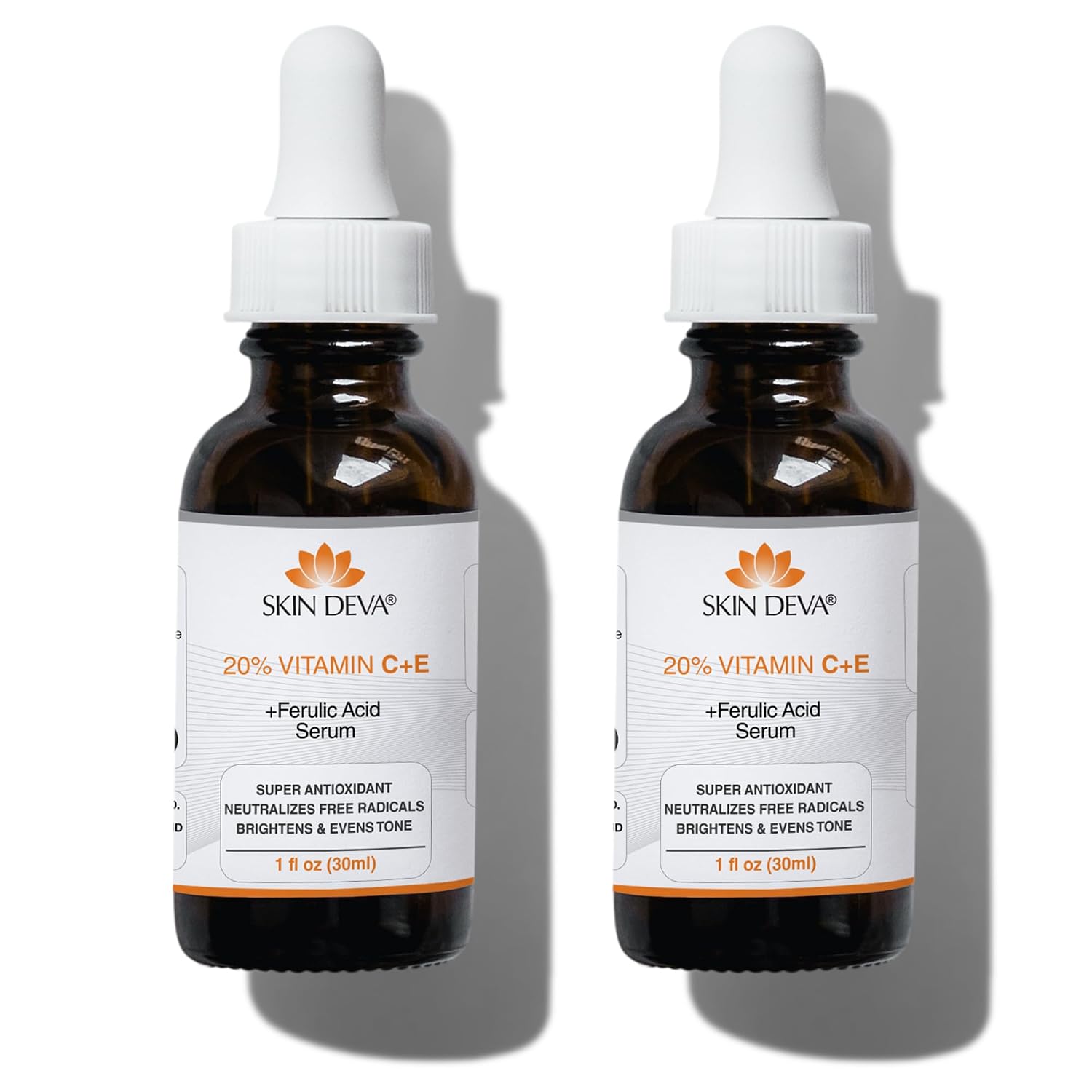 Skin Deva 20% Vitamin C Serum Anti Aging with Hyaluronic Acid & Vitamin E Ferulic Acid - Brightening Formula for Improving Appearance of Dark Spots, Fine Lines & Wrinkles - All Skin Types, 1 fl oz