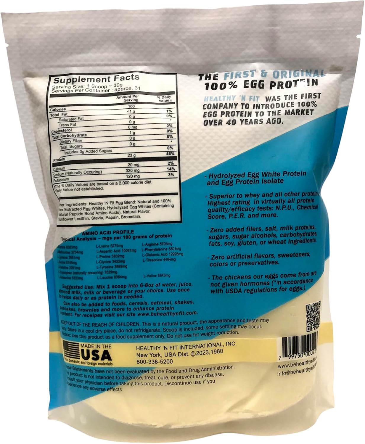 Healthy 'N Fit 100% Egg Protein- Vanilla Ice Cream (2lb): 100% Egg White Protein Plus Natural Peptides. Pure, All Naturally Sweetened Protein