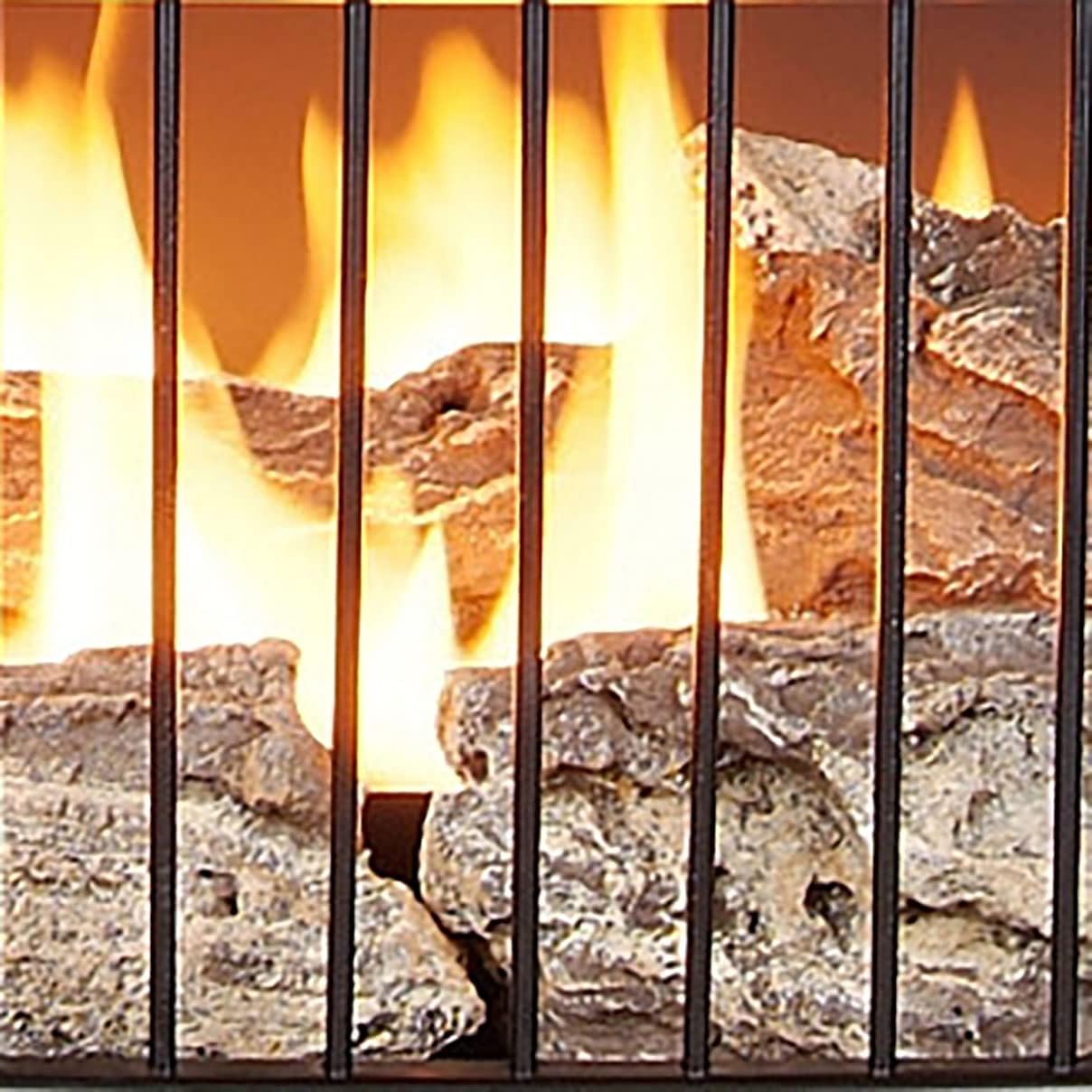 ProCom Ventless 25,000 BTU Space Saving Free Standing Dual Fuel Fireplace with Built In Thermostat Control Heats up to 1,100 Square Feet, Black