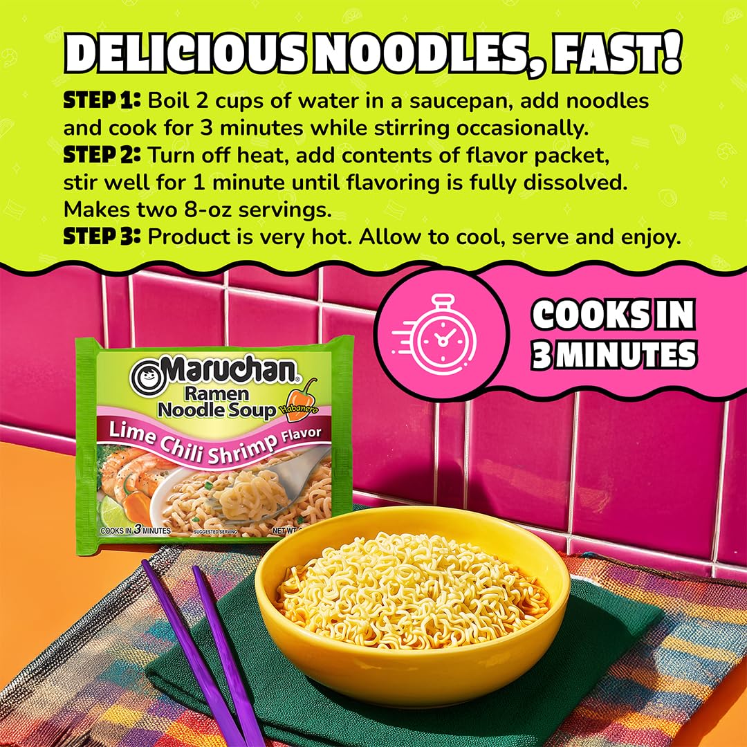 Maruchan Ramen Noodle Soup, Pork Flavor – Japanese-Style Instant Noodles, Quick & Easy Meal for Kids, Students & Busy Families – 3 Oz. (24 Pack)