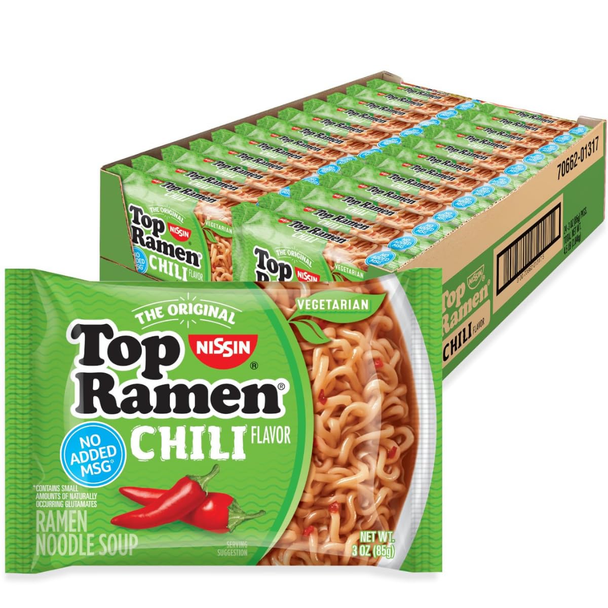 Nissin Top Ramen Noodle Soup, Chicken, 3 Ounce (Pack of 24) | Quick, convenient meal ready in minutes with just hot water.